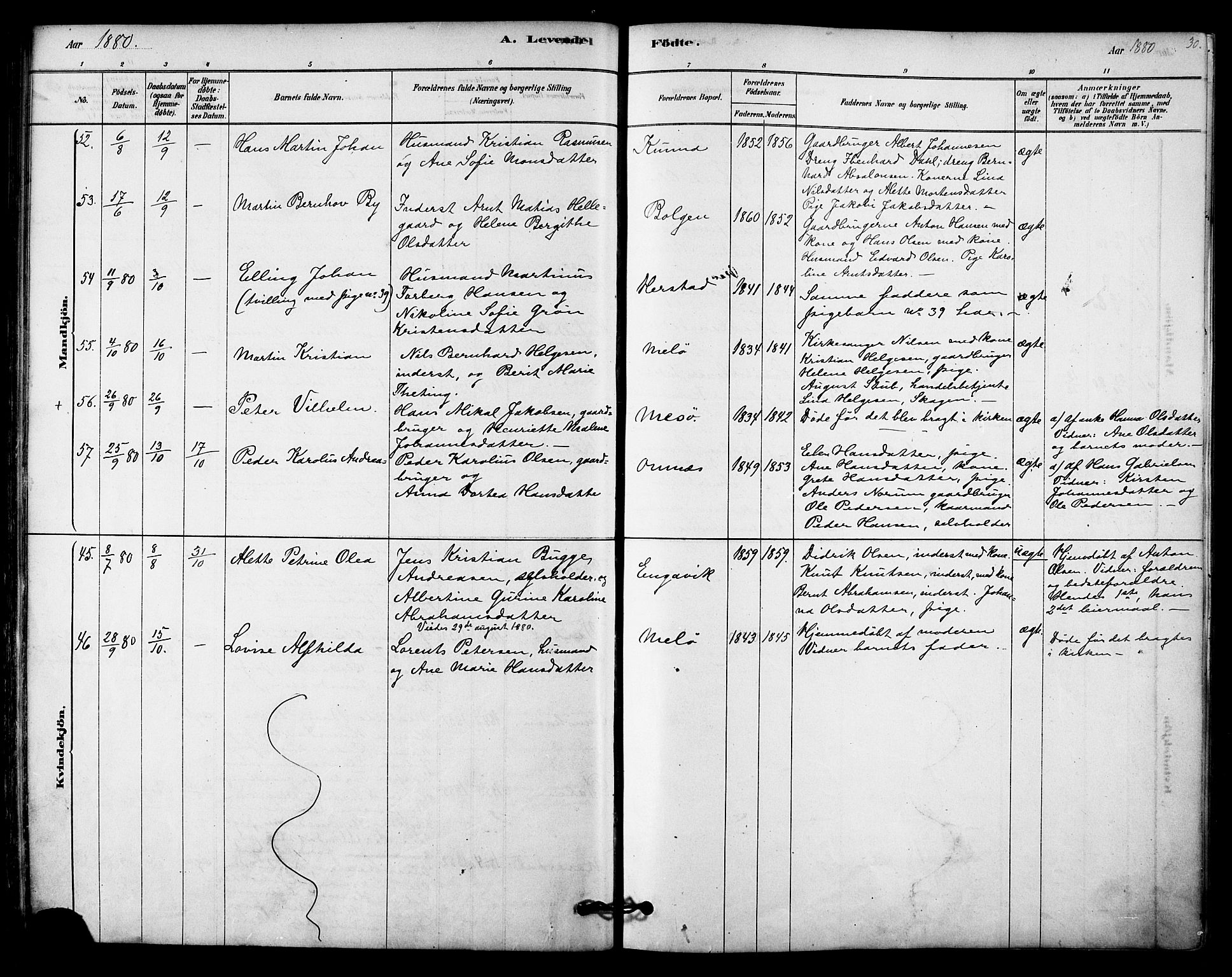 Ministerialprotokoller, klokkerbøker og fødselsregistre - Nordland, AV/SAT-A-1459/843/L0626: Parish register (official) no. 843A01, 1878-1907, p. 30