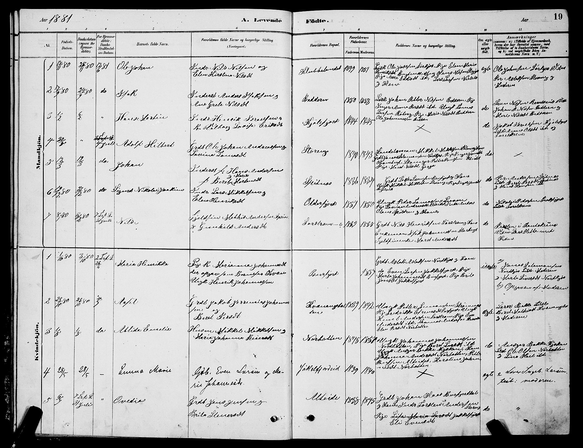 Skjervøy sokneprestkontor, SATØ/S-1300/H/Ha/Hab/L0015klokker: Parish register (copy) no. 15, 1878-1890, p. 19