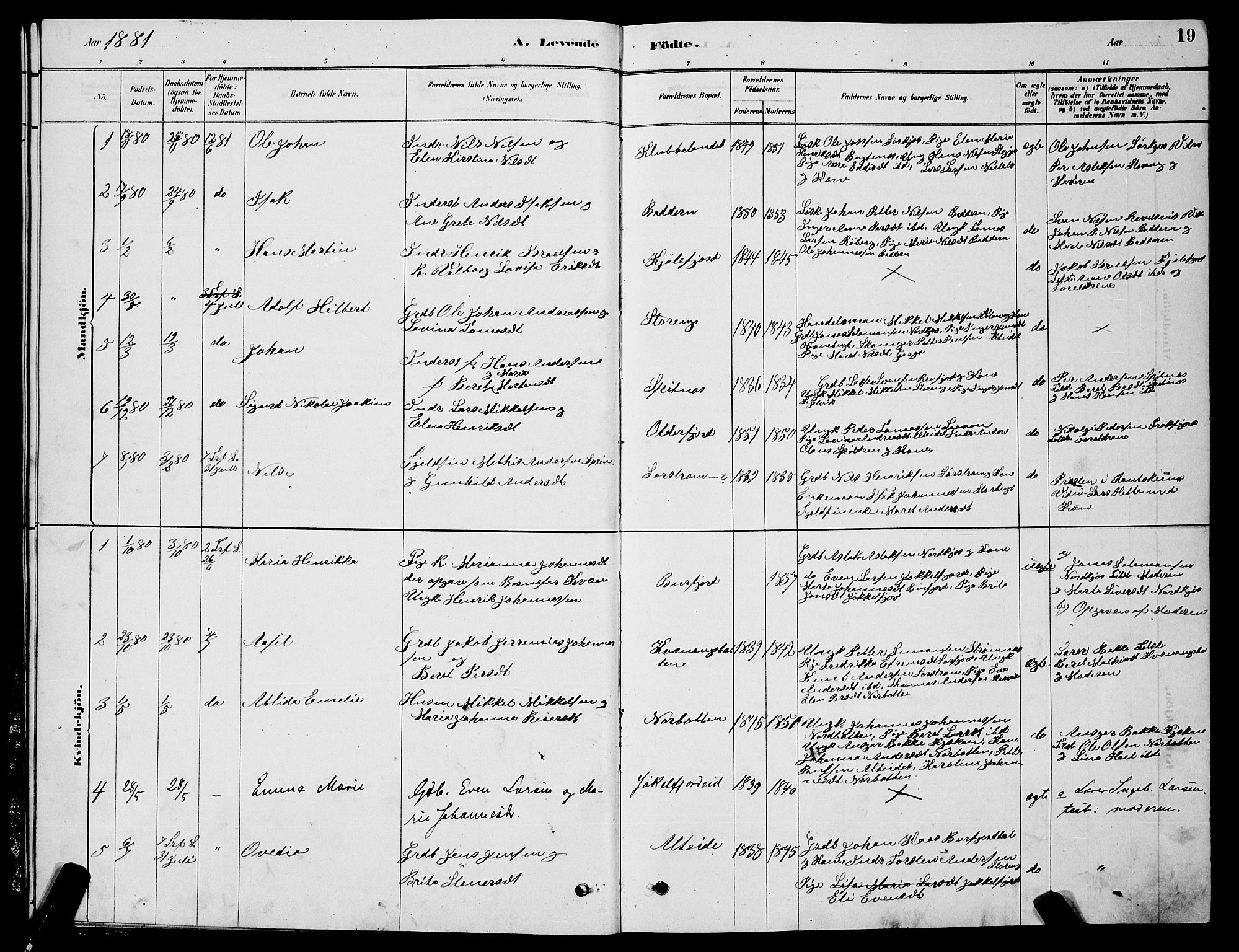 Skjervøy sokneprestkontor, AV/SATØ-S-1300/H/Ha/Hab/L0015klokker: Parish register (copy) no. 15, 1878-1890, p. 19