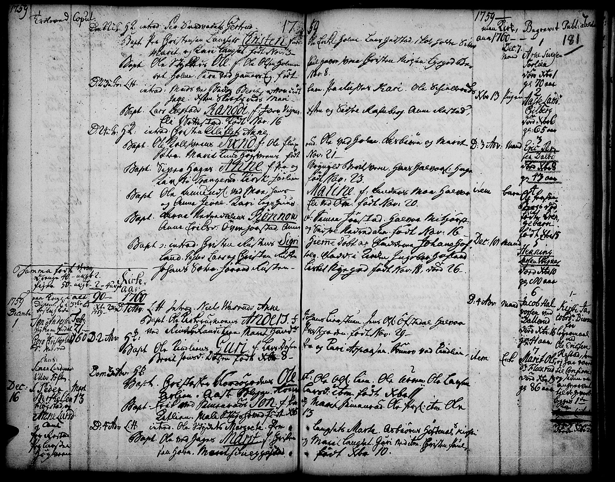 Fåberg prestekontor, SAH/PREST-086/H/Ha/Haa/L0001: Parish register (official) no. 1, 1727-1775, p. 181