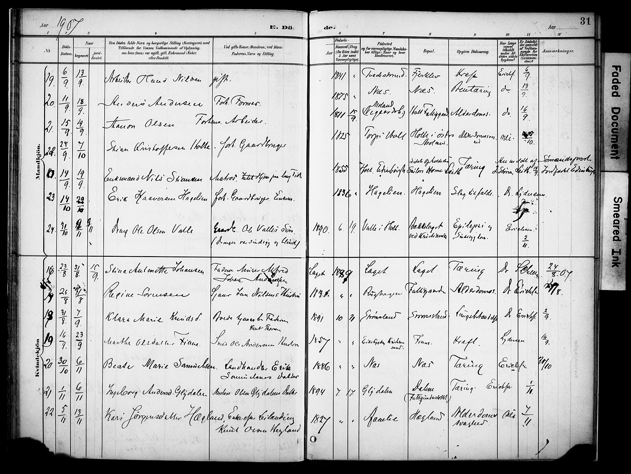 Holt sokneprestkontor, AV/SAK-1111-0021/F/Fa/L0013: Parish register (official) no. A 13, 1900-1912, p. 31