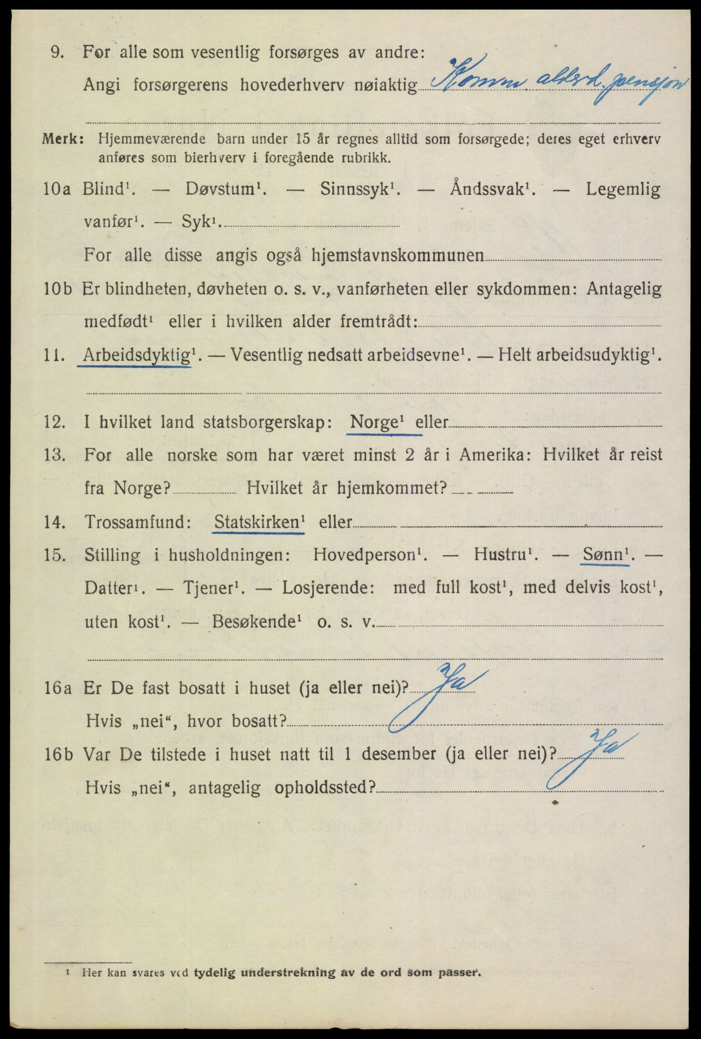 SAH, 1920 census for Vinger, 1920, p. 11881