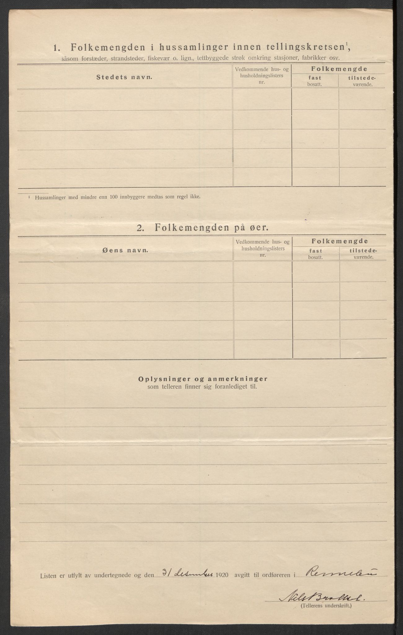 SAT, 1920 census for Rennebu, 1920, p. 20