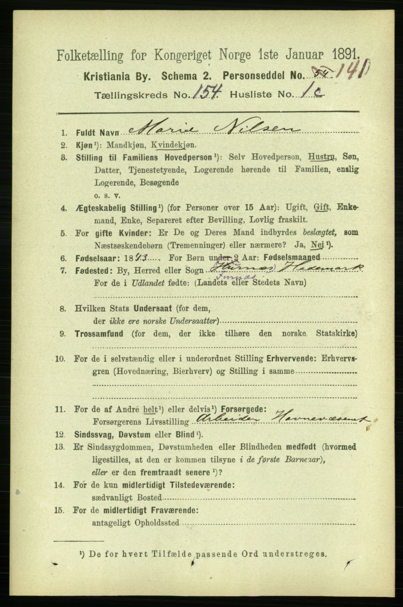 RA, 1891 census for 0301 Kristiania, 1891, p. 87385