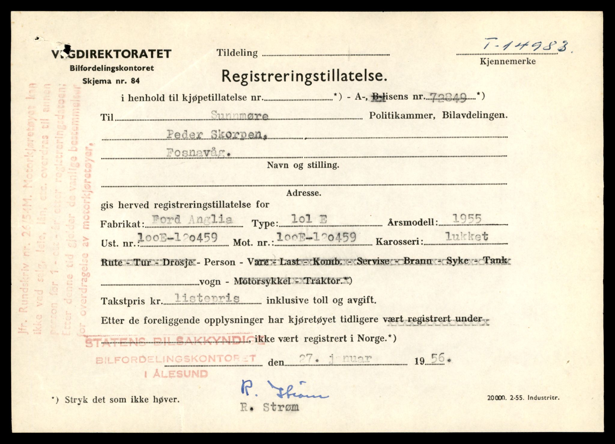Møre og Romsdal vegkontor - Ålesund trafikkstasjon, AV/SAT-A-4099/F/Fe/L0049: Registreringskort for kjøretøy T 14864 - T 18613, 1927-1998, p. 2857