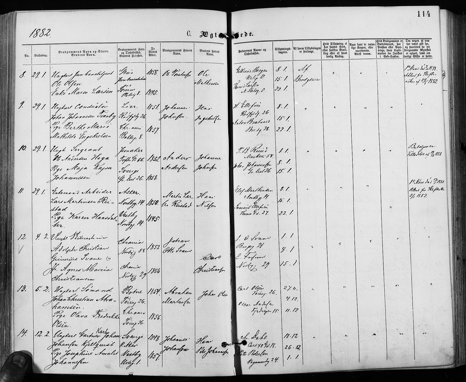 Grønland prestekontor Kirkebøker, AV/SAO-A-10848/F/Fa/L0006: Parish register (official) no. 6, 1877-1886, p. 114