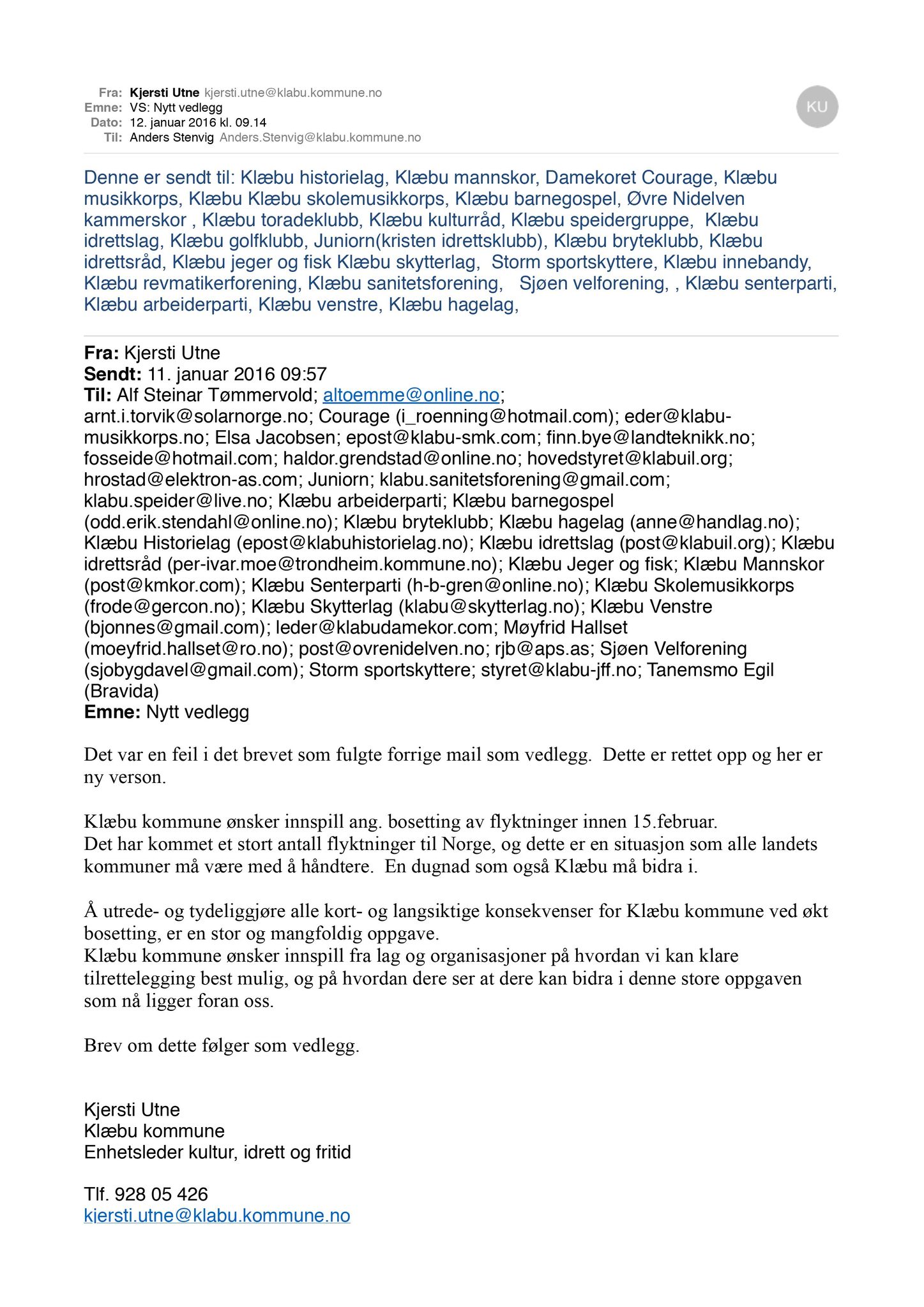 Klæbu Kommune, TRKO/KK/04-UO/L007: Utvalg for oppvekst - Møtedokumenter, 2016