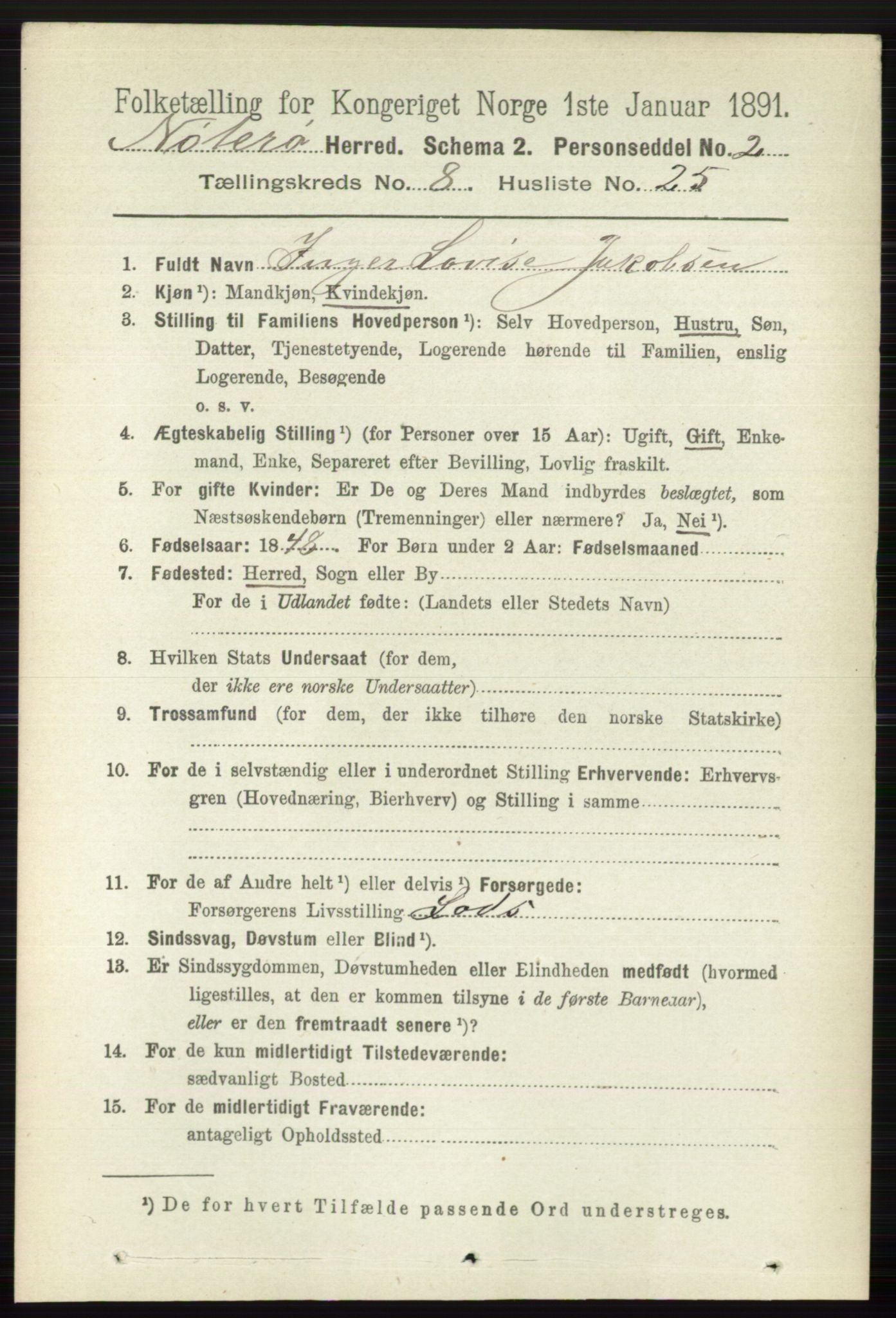 RA, 1891 census for 0722 Nøtterøy, 1891, p. 4000