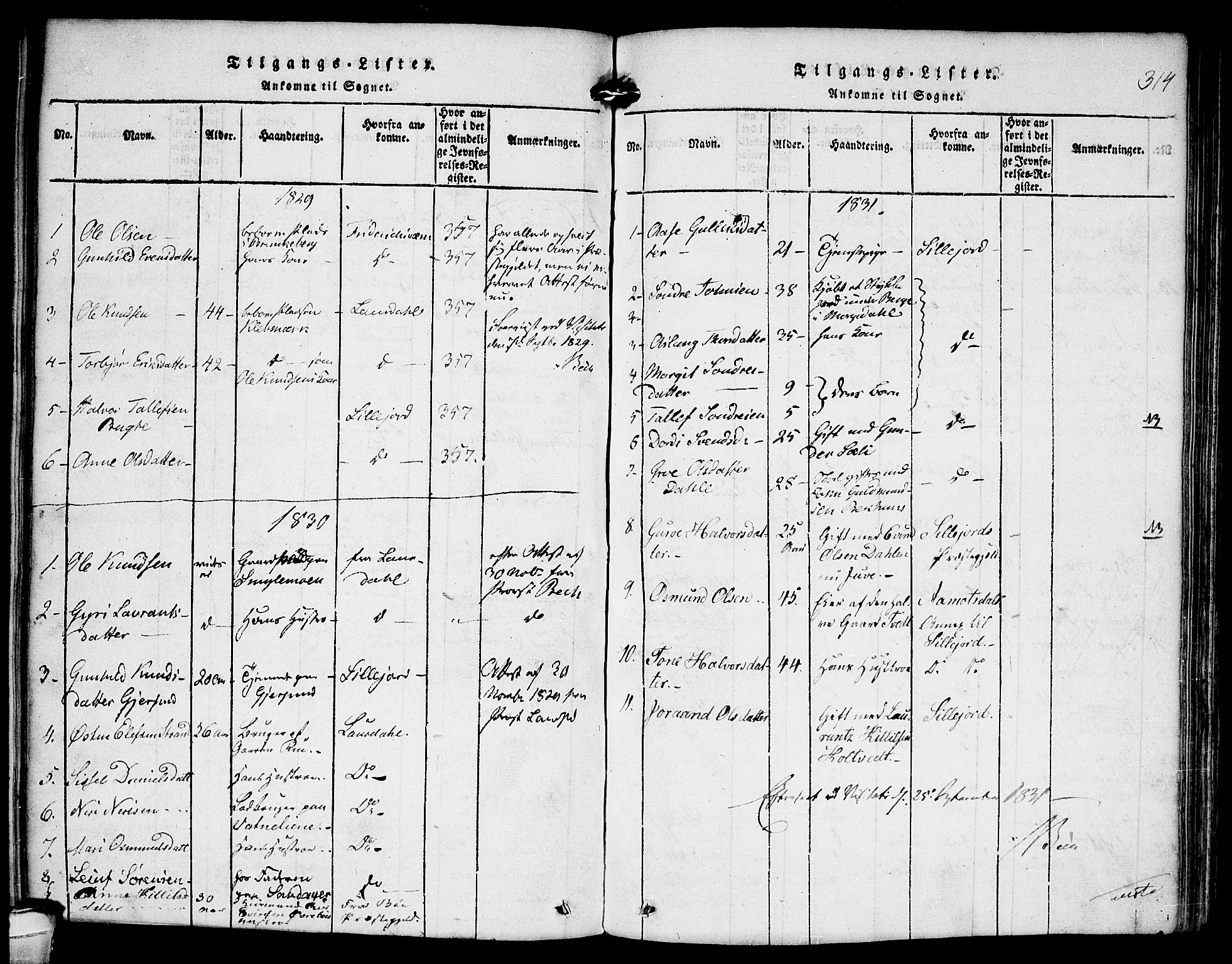 Kviteseid kirkebøker, SAKO/A-276/F/Fb/L0001: Parish register (official) no. II 1, 1815-1836, p. 314