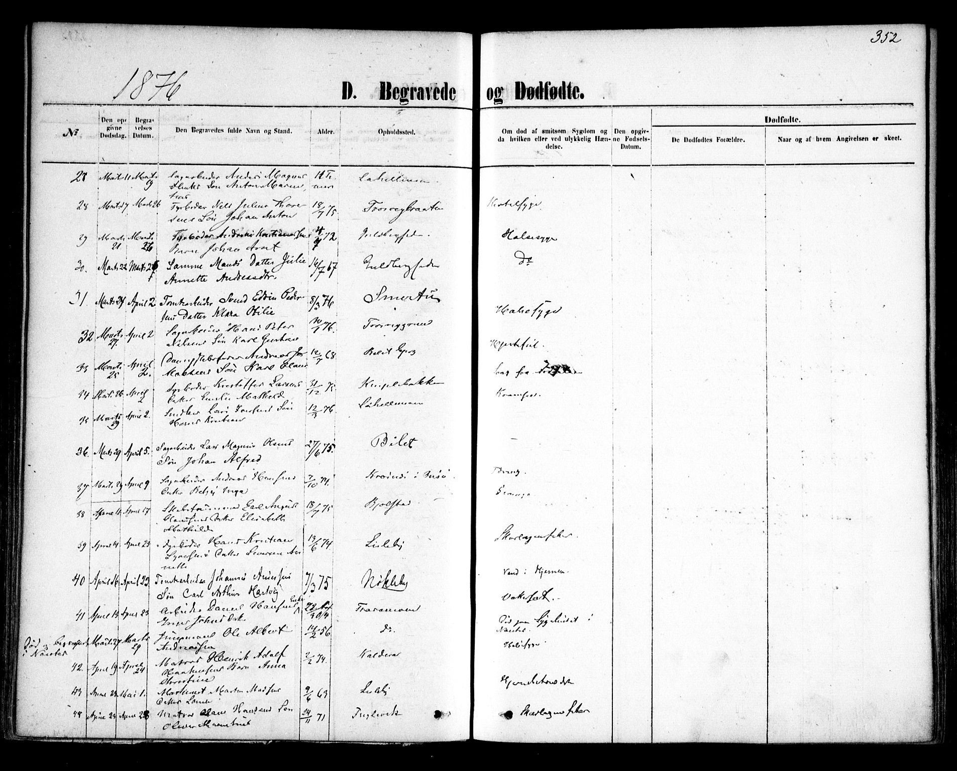 Glemmen prestekontor Kirkebøker, AV/SAO-A-10908/F/Fa/L0009: Parish register (official) no. 9, 1871-1878, p. 352