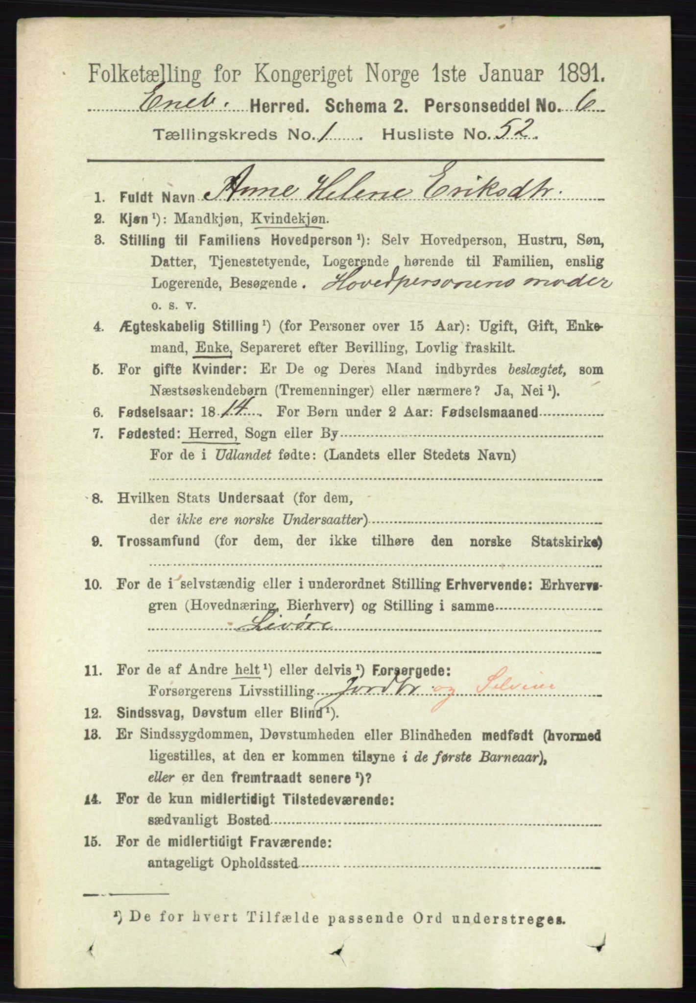 RA, 1891 census for 0229 Enebakk, 1891, p. 389