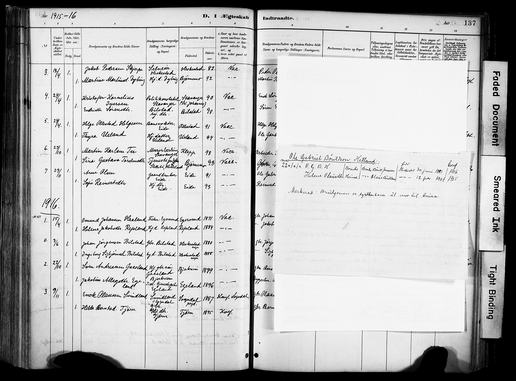 Lund sokneprestkontor, AV/SAST-A-101809/S06/L0012: Parish register (official) no. A 11, 1887-1921, p. 137