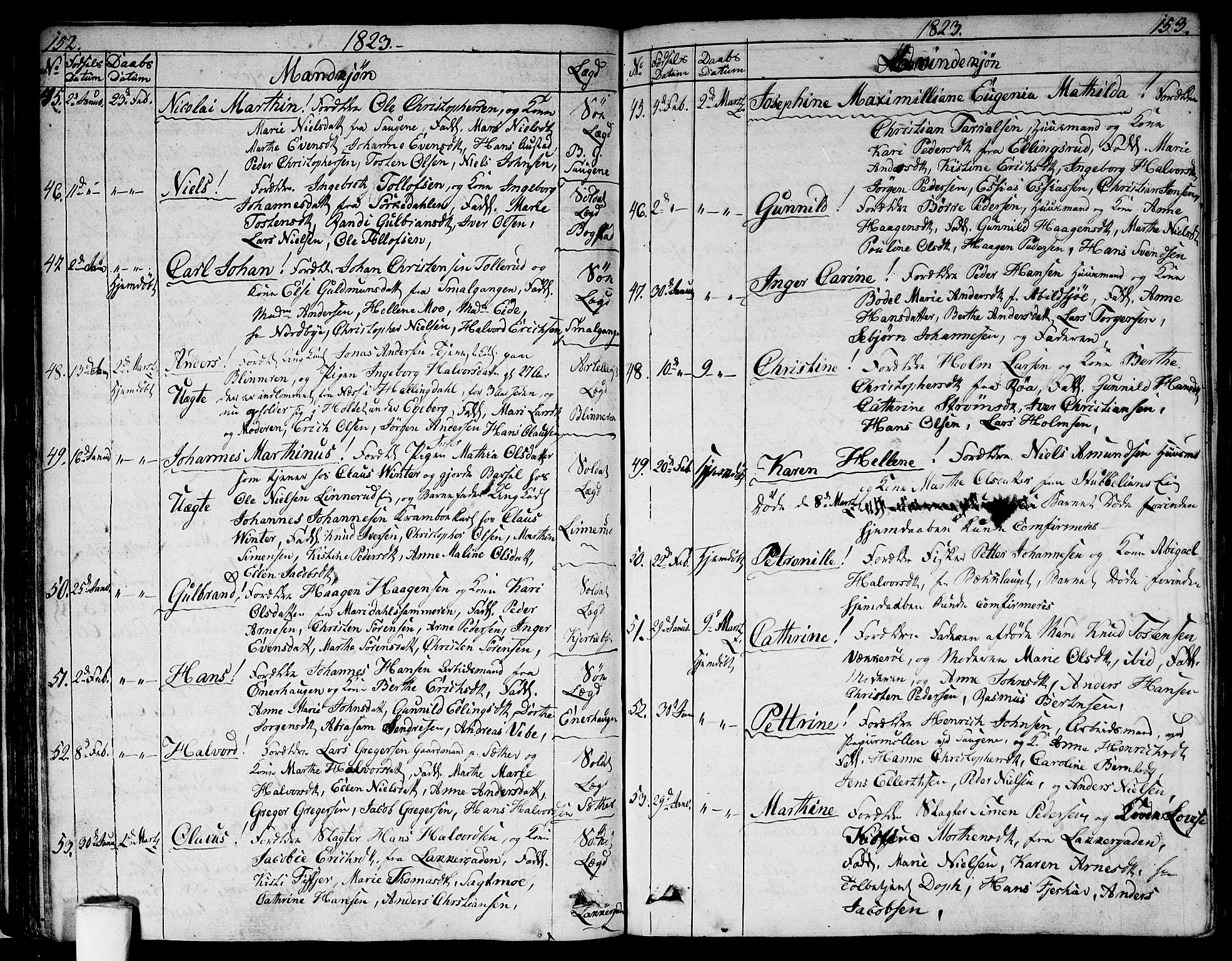 Aker prestekontor kirkebøker, AV/SAO-A-10861/G/L0004: Parish register (copy) no. 4, 1819-1829, p. 152-153