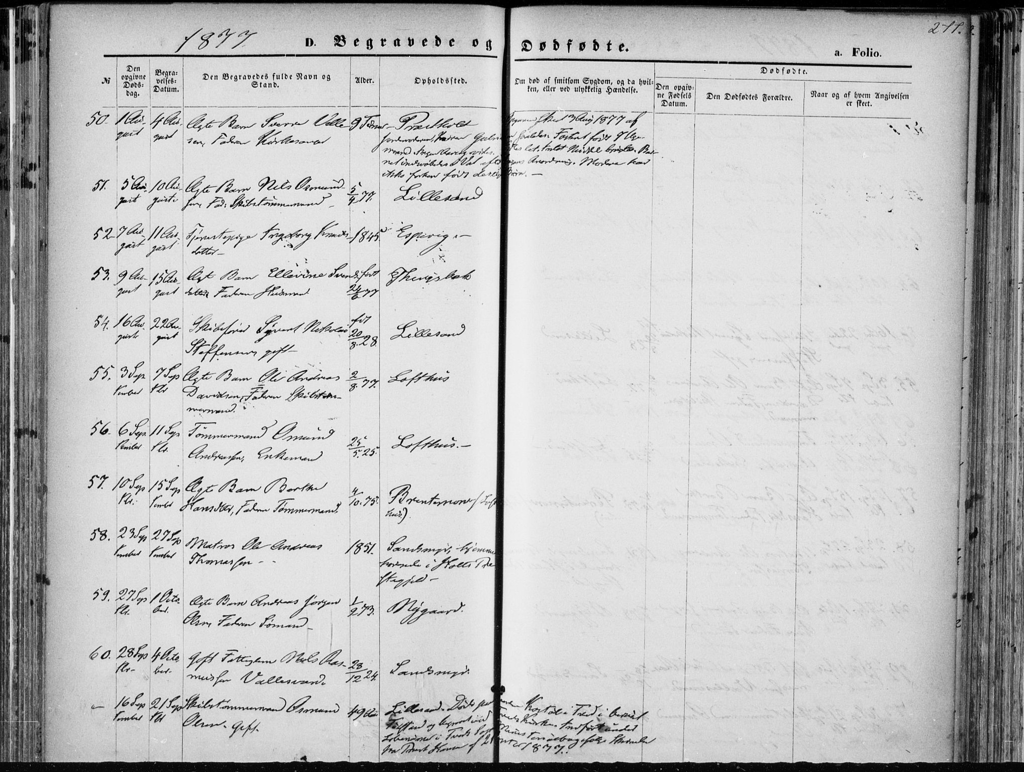 Vestre Moland sokneprestkontor, AV/SAK-1111-0046/F/Fa/Fab/L0008: Parish register (official) no. A 8, 1873-1883, p. 277