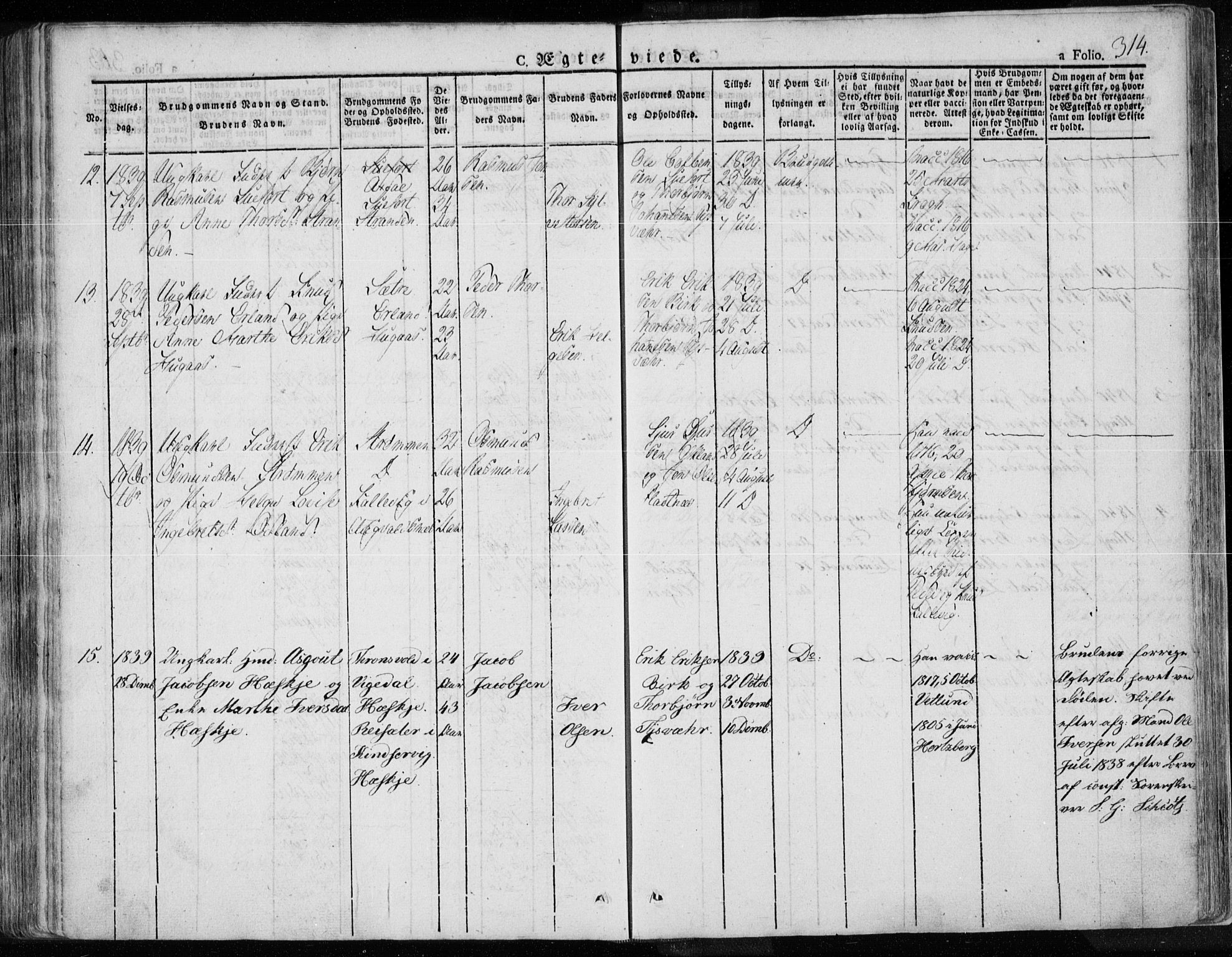 Tysvær sokneprestkontor, AV/SAST-A -101864/H/Ha/Haa/L0001: Parish register (official) no. A 1.1, 1831-1856, p. 314