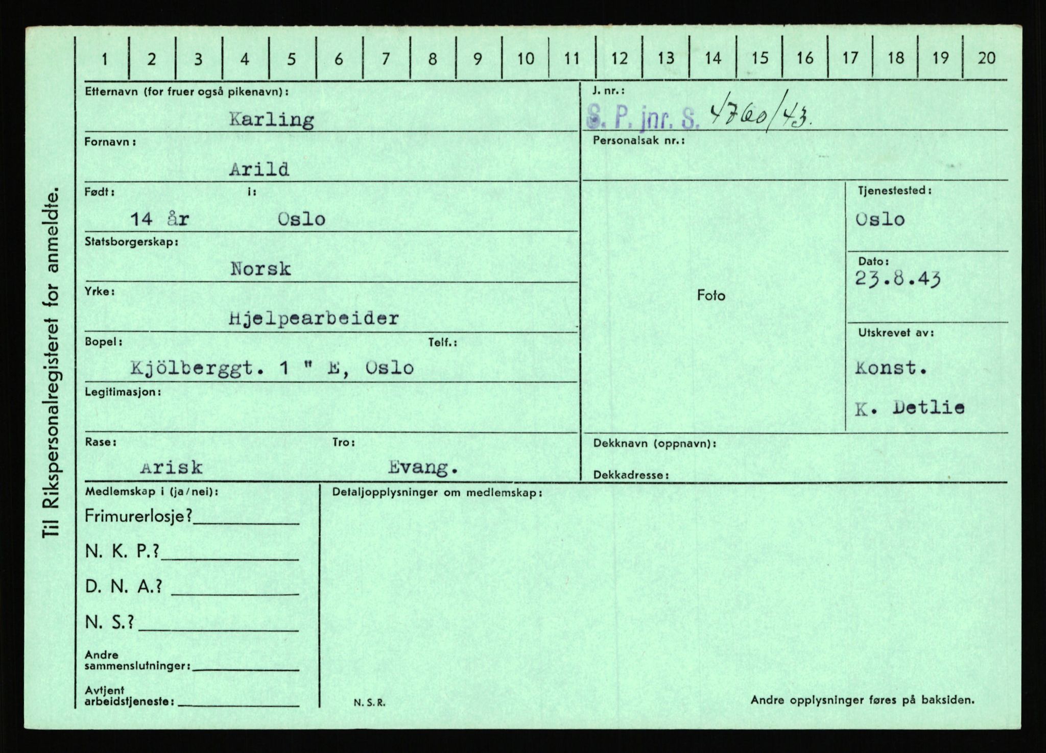 Statspolitiet - Hovedkontoret / Osloavdelingen, AV/RA-S-1329/C/Ca/L0008: Johan(nes)sen - Knoph, 1943-1945, p. 3264