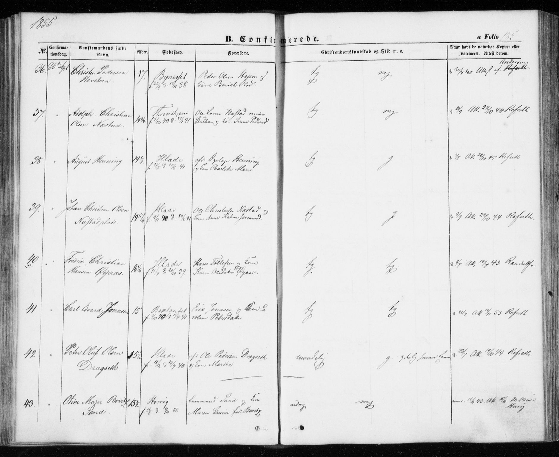 Ministerialprotokoller, klokkerbøker og fødselsregistre - Sør-Trøndelag, AV/SAT-A-1456/606/L0291: Parish register (official) no. 606A06, 1848-1856, p. 185