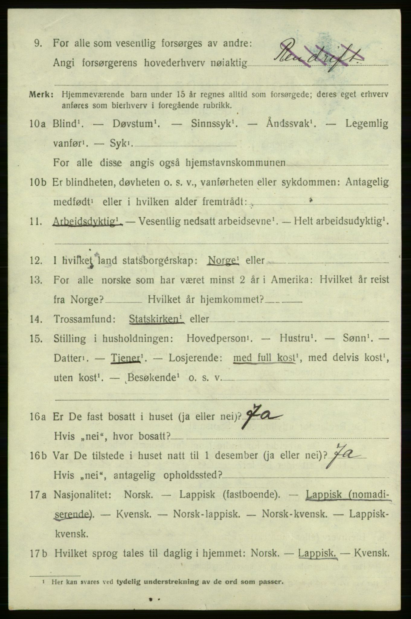 SATØ, 1920 census for Karasjok, 1920, p. 1929