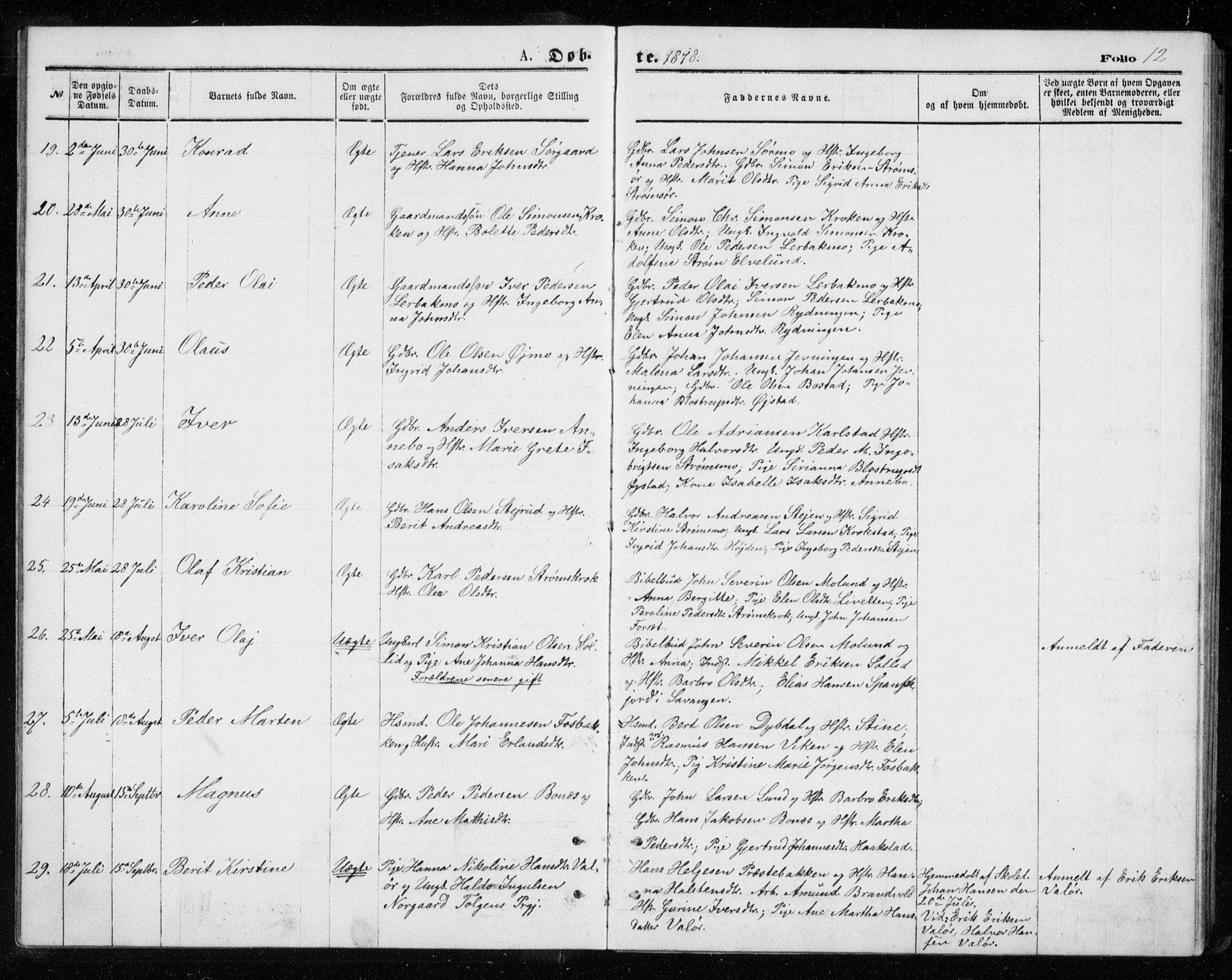 Målselv sokneprestembete, AV/SATØ-S-1311/G/Ga/Gab/L0007klokker: Parish register (copy) no. 7, 1876-1895, p. 12