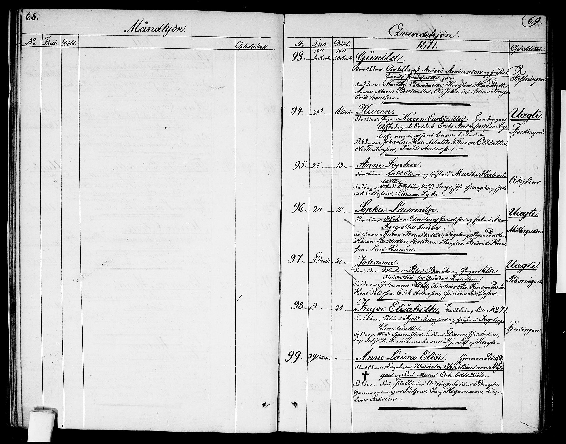 Garnisonsmenigheten Kirkebøker, SAO/A-10846/G/Ga/L0002: Parish register (copy) no. 2, 1810-1814, p. 68-69