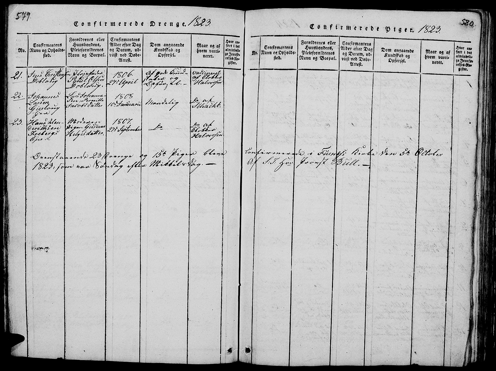 Vang prestekontor, Hedmark, SAH/PREST-008/H/Ha/Hab/L0005: Parish register (copy) no. 5, 1815-1836, p. 579-580