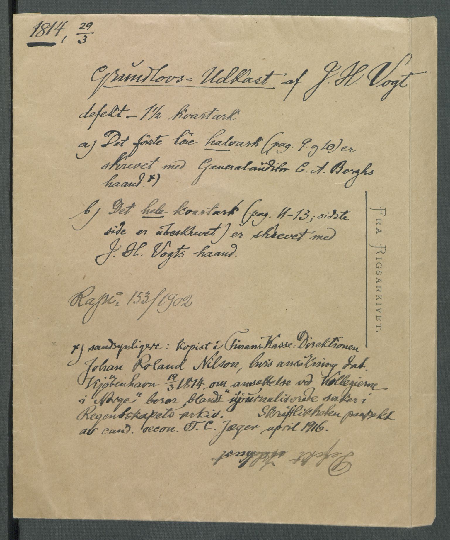 Forskjellige samlinger, Historisk-kronologisk samling, AV/RA-EA-4029/G/Ga/L0009A: Historisk-kronologisk samling. Dokumenter fra januar og ut september 1814. , 1814, p. 187