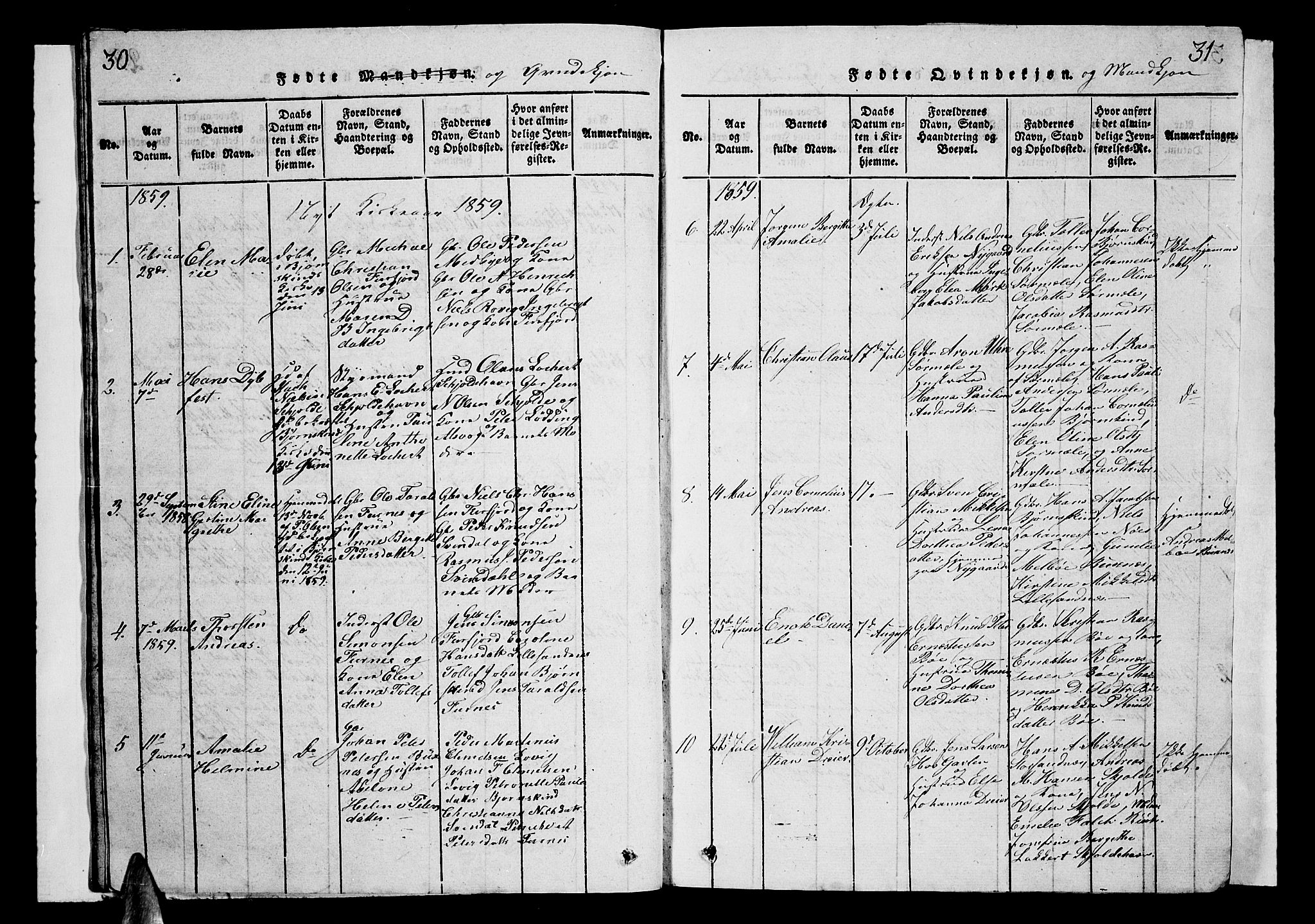 Ministerialprotokoller, klokkerbøker og fødselsregistre - Nordland, SAT/A-1459/899/L1446: Parish register (copy) no. 899C01, 1820-1868, p. 30-31