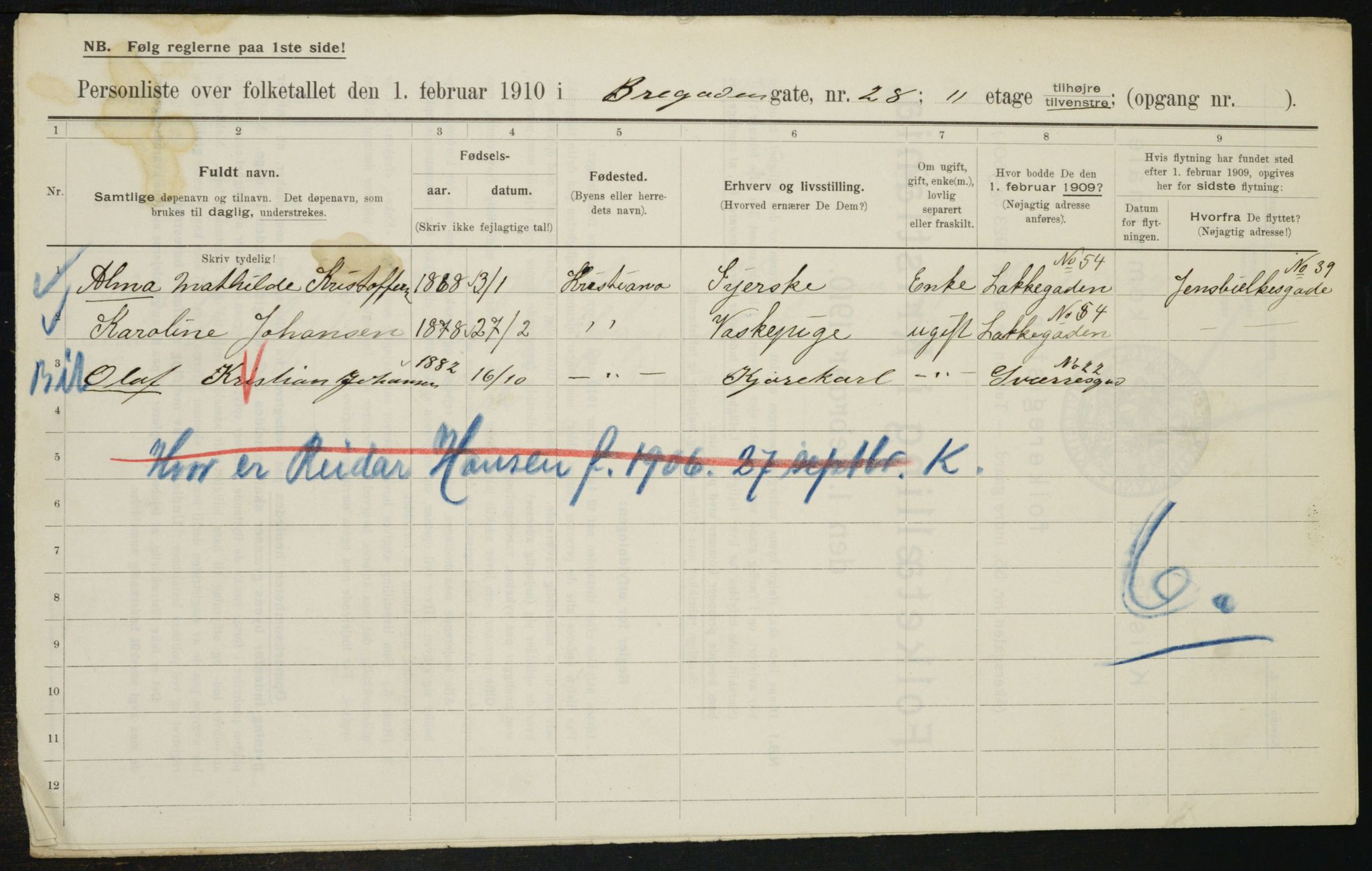 OBA, Municipal Census 1910 for Kristiania, 1910, p. 8338