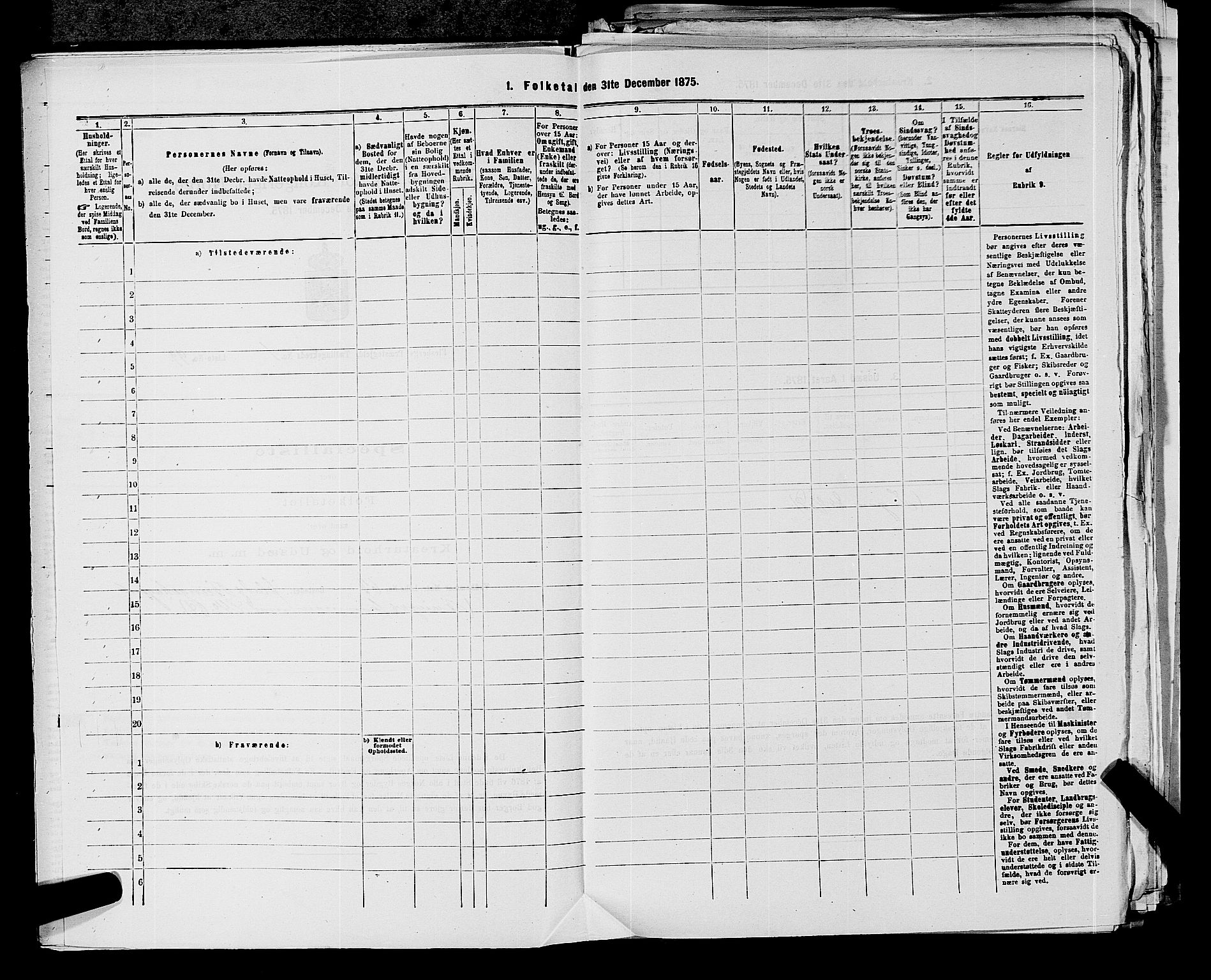 SAKO, 1875 census for 0631P Flesberg, 1875, p. 257