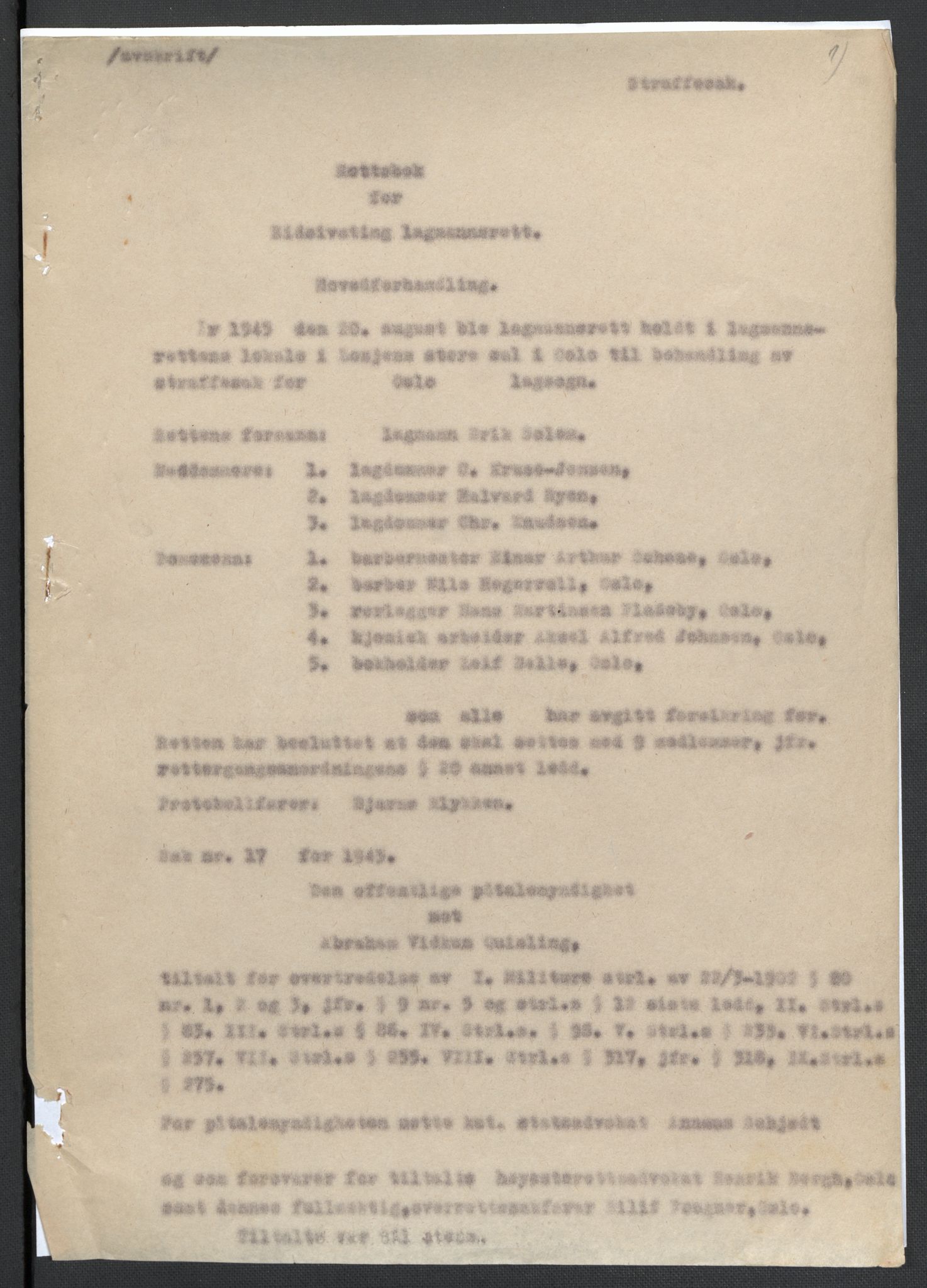 Landssvikarkivet, Oslo politikammer, AV/RA-S-3138-01/D/Da/L0003: Dnr. 29, 1945, p. 1532