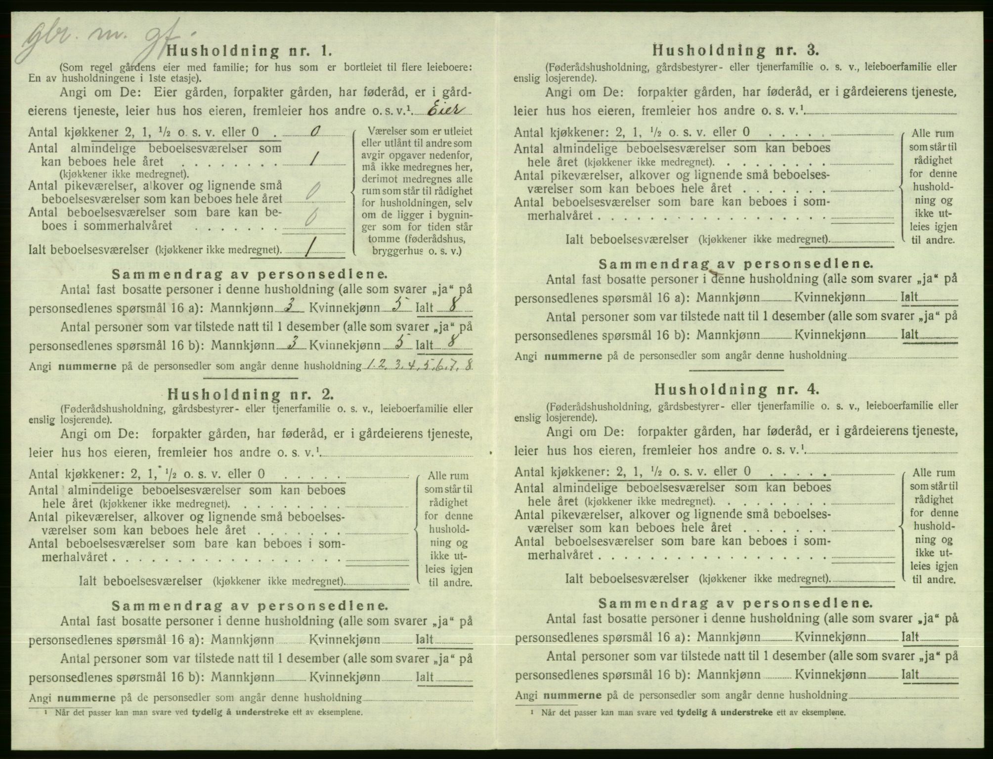 SAB, 1920 census for Evanger, 1920, p. 638