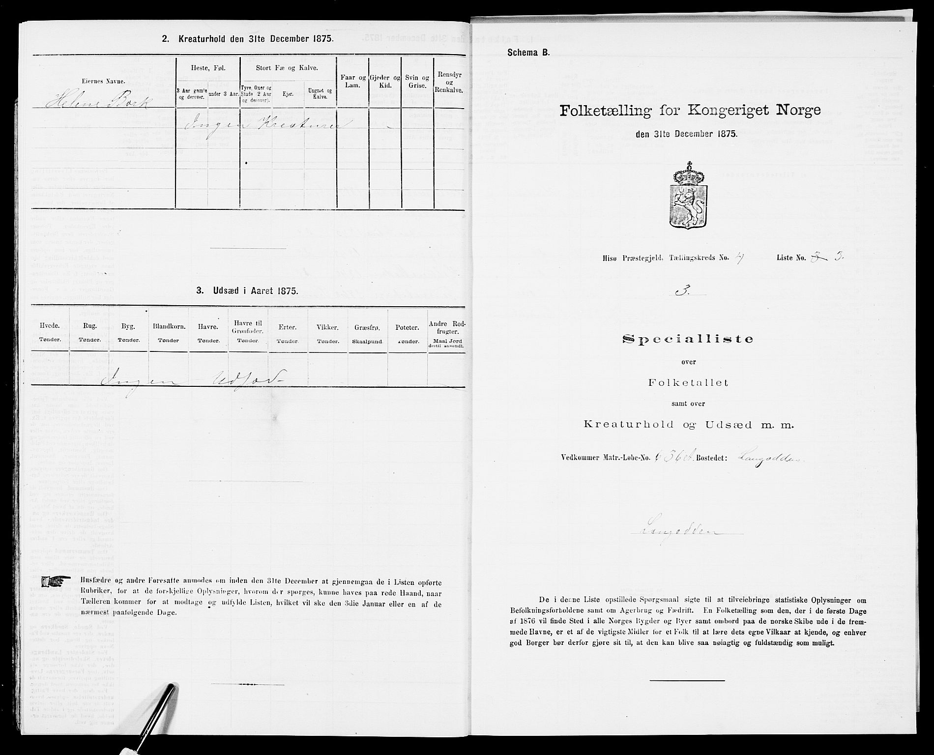 SAK, 1875 census for 0922P Hisøy, 1875, p. 726