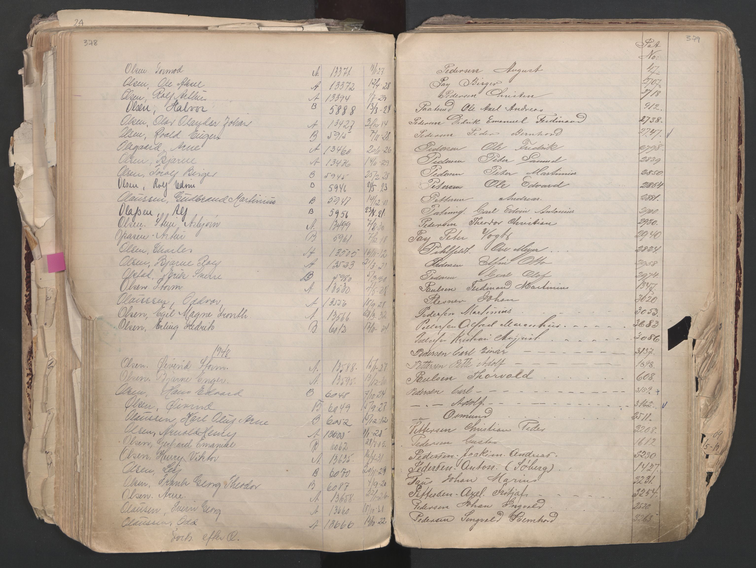 Oslo sjømannskontor, AV/SAO-A-10595/F/Fa/L0003: Register for Oslo mønstringskrets, 1891-1948, p. 378-379