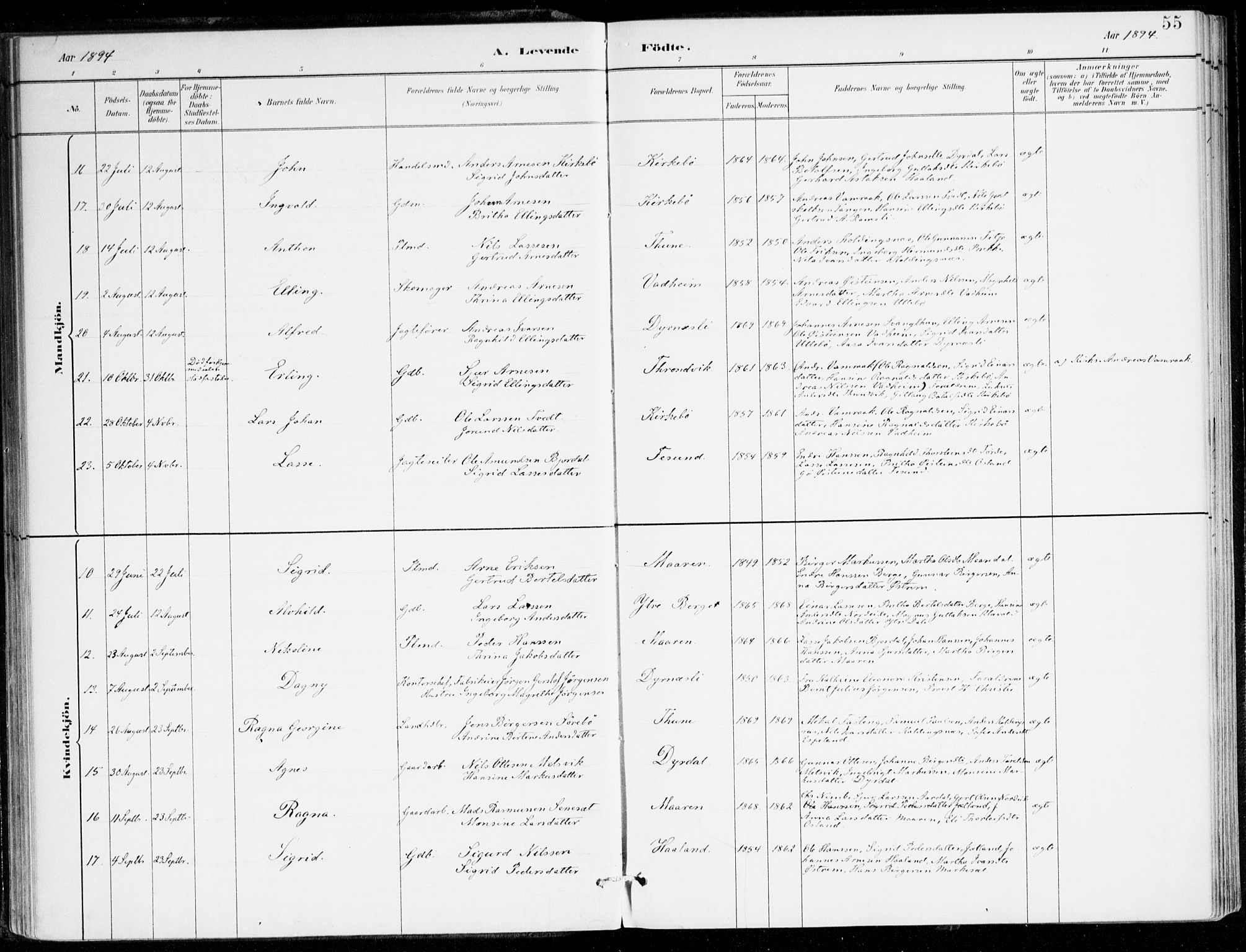 Lavik sokneprestembete, AV/SAB-A-80901: Parish register (official) no. C 1, 1882-1904, p. 55