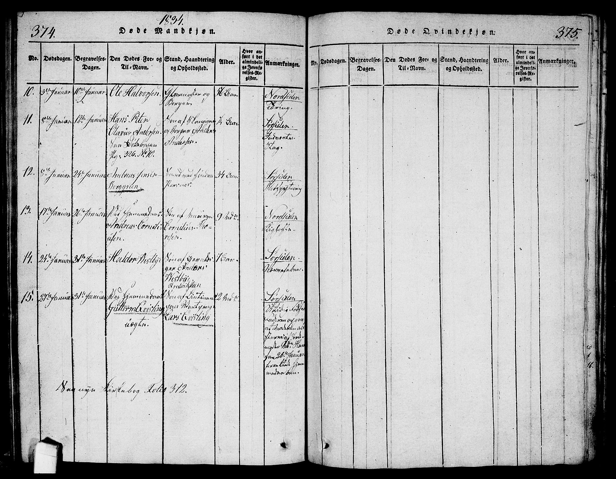 Halden prestekontor Kirkebøker, SAO/A-10909/G/Ga/L0001: Parish register (copy) no. 1, 1815-1833, p. 374-375