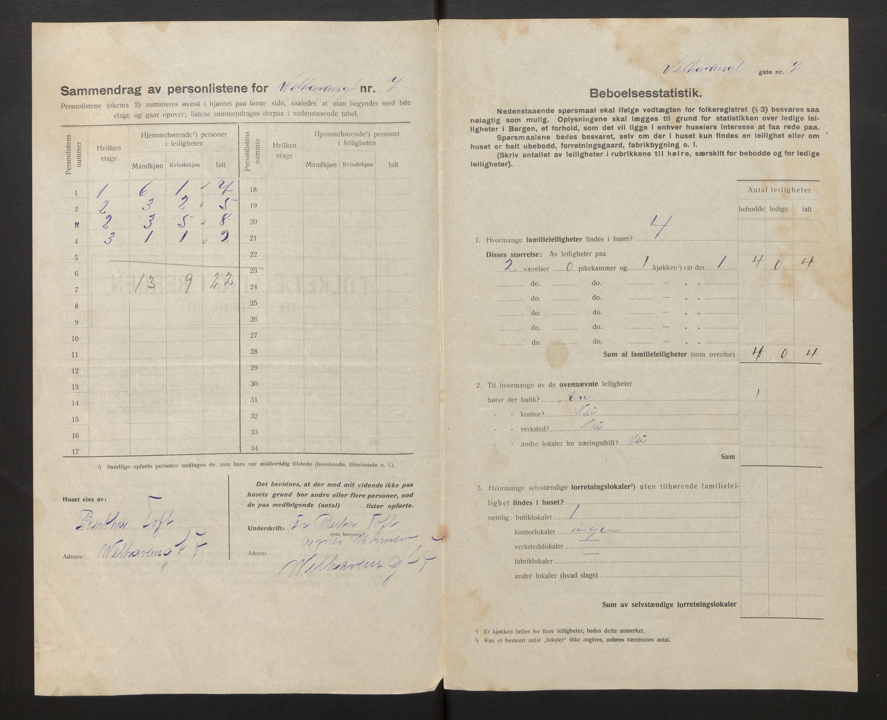 SAB, Municipal Census 1917 for Bergen, 1917, p. 44758