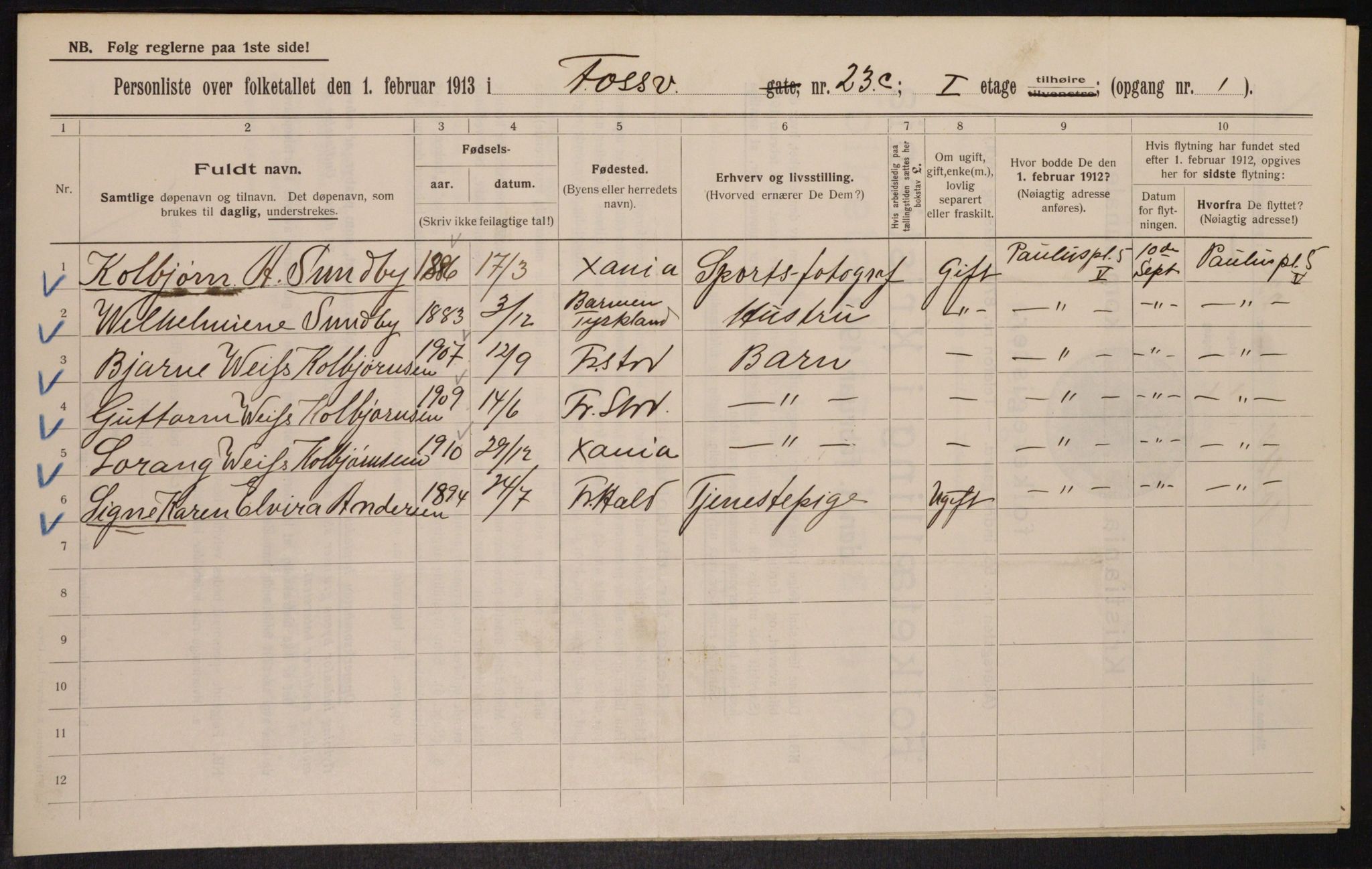 OBA, Municipal Census 1913 for Kristiania, 1913, p. 25471