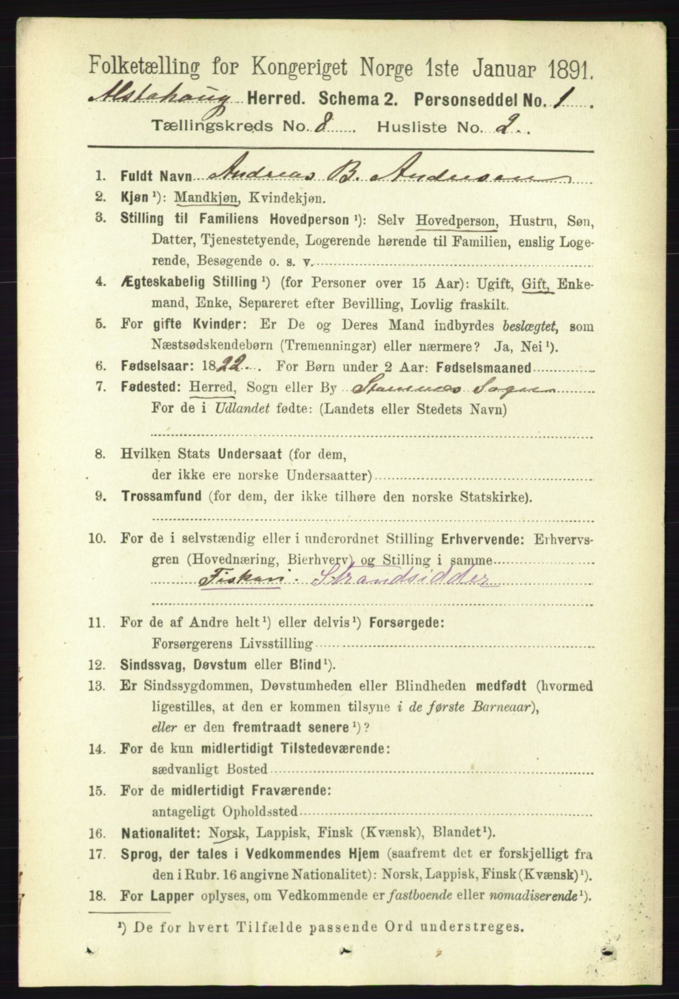 RA, 1891 census for 1820 Alstahaug, 1891, p. 2911