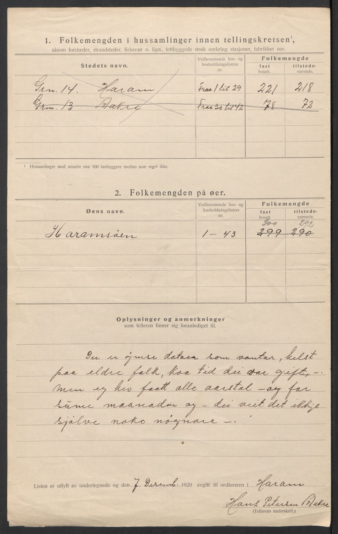 SAT, 1920 census for Haram, 1920, p. 32