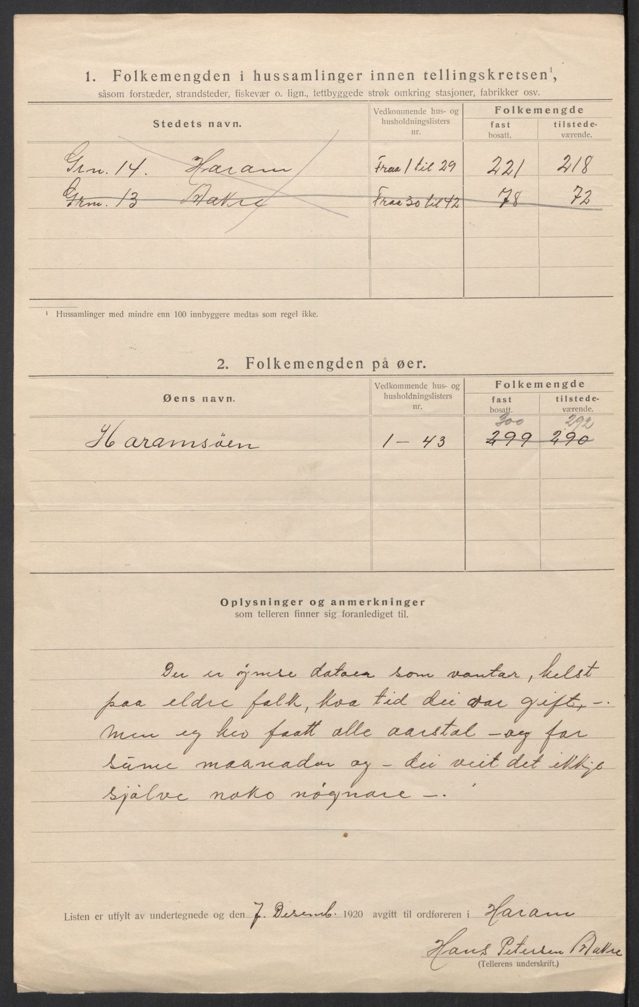 SAT, 1920 census for Haram, 1920, p. 32