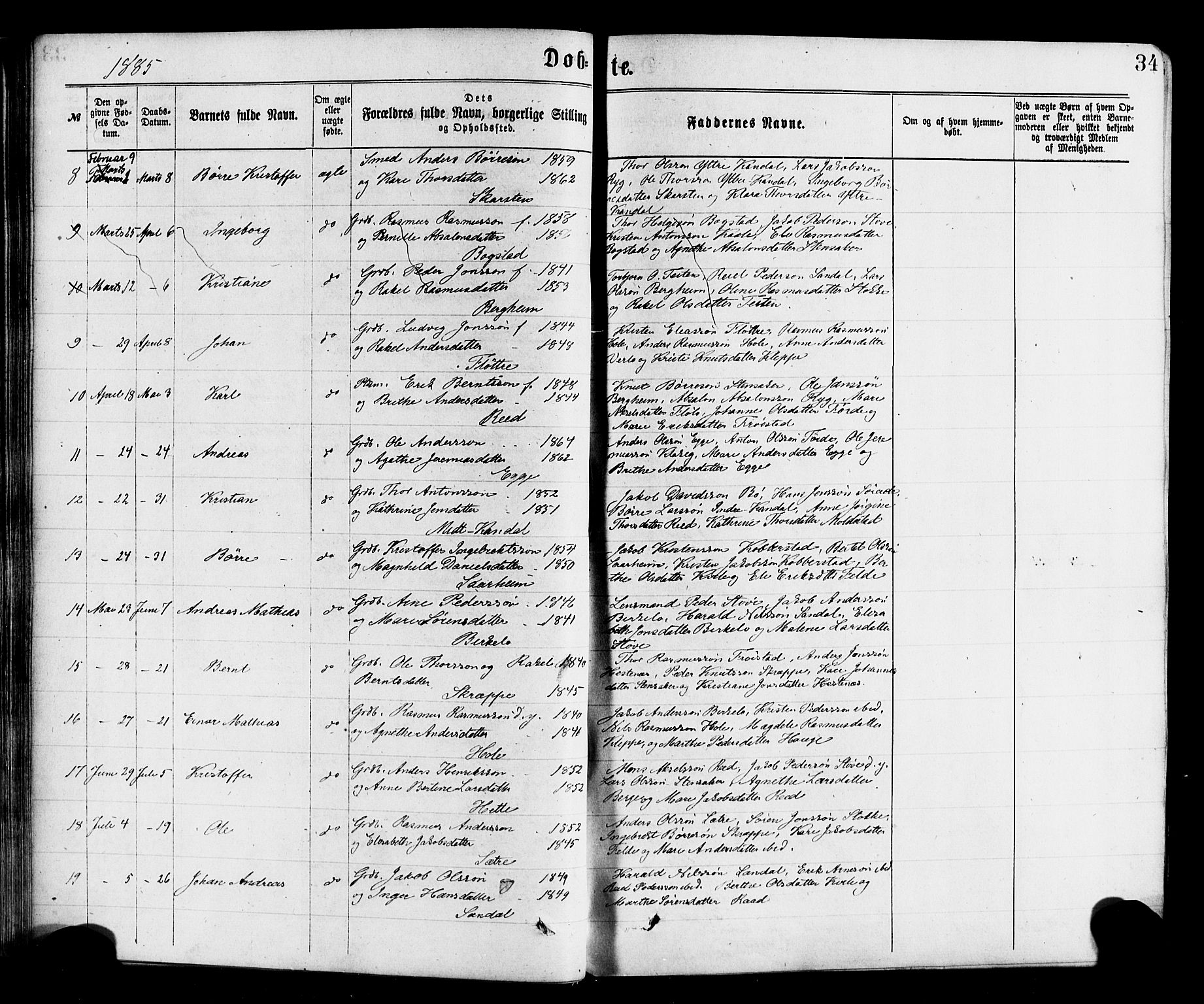 Gloppen sokneprestembete, AV/SAB-A-80101/H/Haa/Haac/L0001: Parish register (official) no. C 1, 1871-1886, p. 34