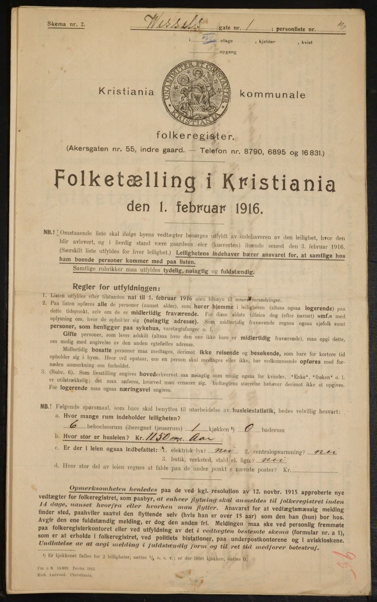 OBA, Municipal Census 1916 for Kristiania, 1916, p. 131578