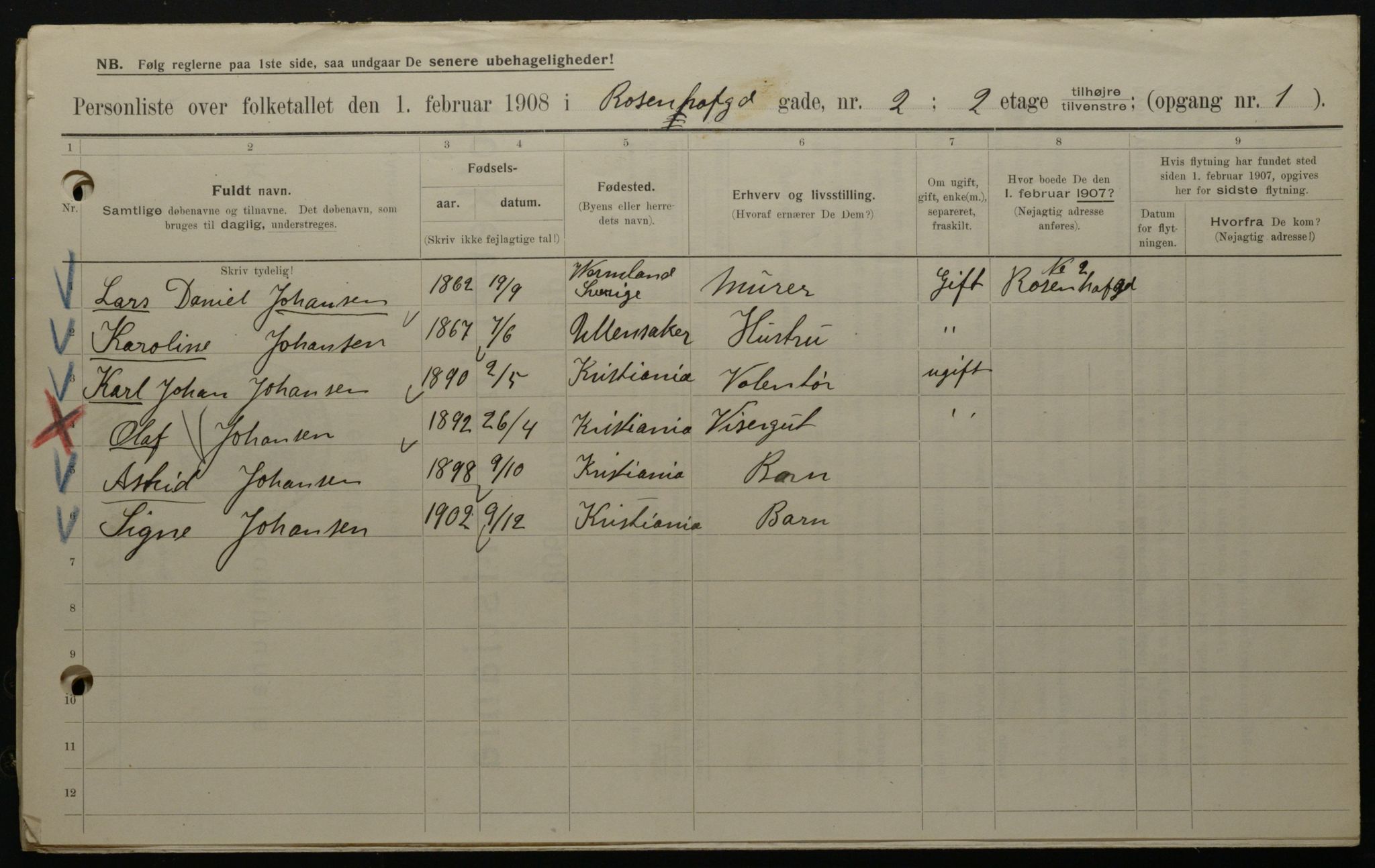 OBA, Municipal Census 1908 for Kristiania, 1908, p. 75187