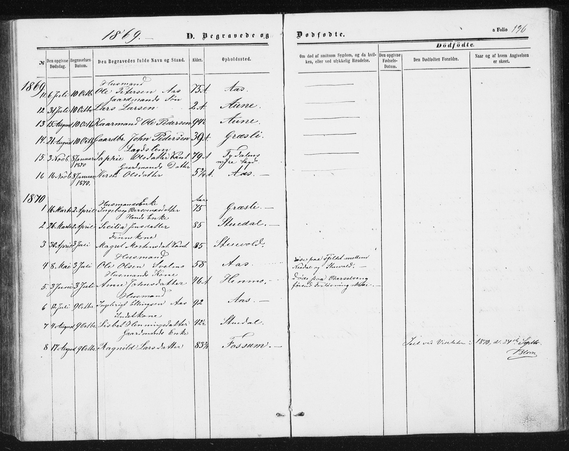 Ministerialprotokoller, klokkerbøker og fødselsregistre - Sør-Trøndelag, AV/SAT-A-1456/698/L1166: Parish register (copy) no. 698C03, 1861-1887, p. 196