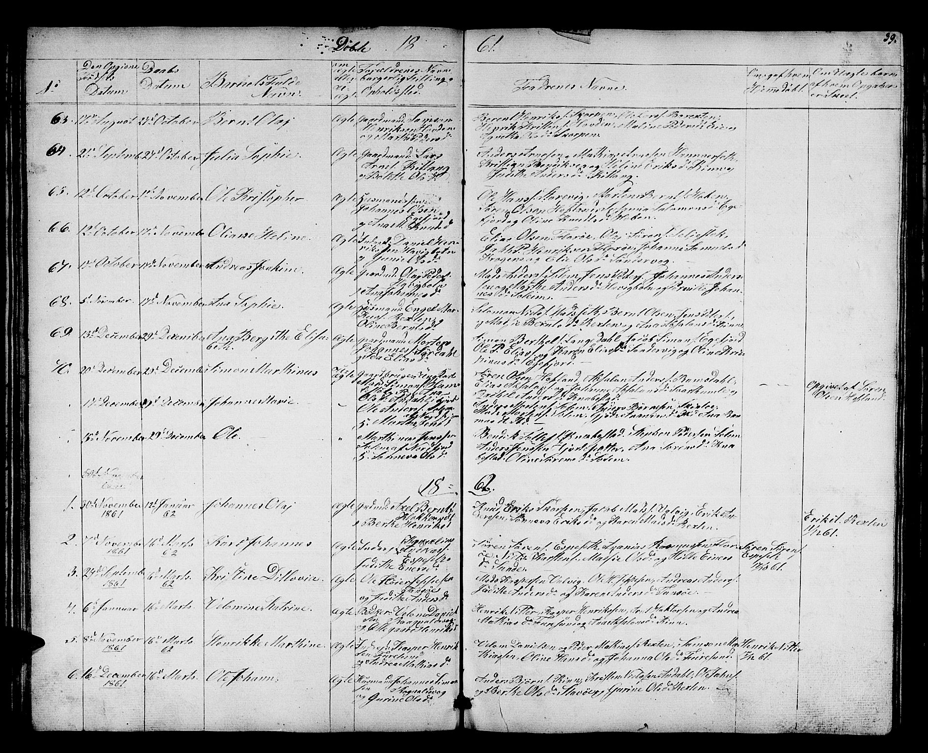 Kinn sokneprestembete, AV/SAB-A-80801/H/Hab/Haba/L0001: Parish register (copy) no. A 1, 1853-1868, p. 39