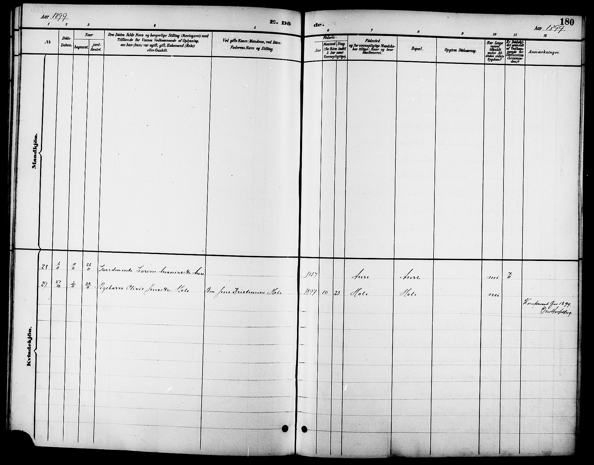 Ministerialprotokoller, klokkerbøker og fødselsregistre - Møre og Romsdal, AV/SAT-A-1454/523/L0340: Parish register (copy) no. 523C03, 1892-1902, p. 180