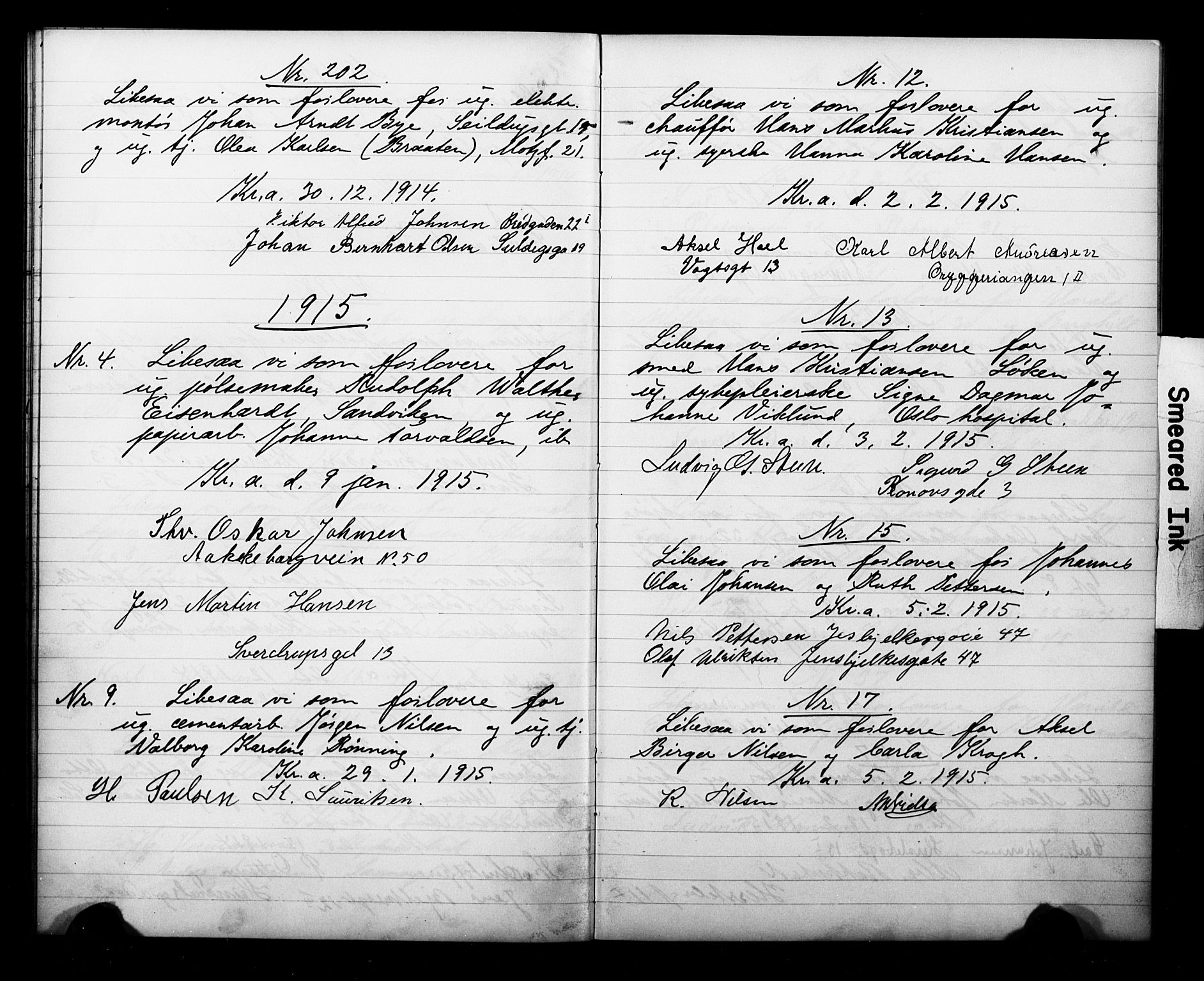 Grønland prestekontor Kirkebøker, AV/SAO-A-10848/H/Ha/L0001: Banns register no. 1, 1912-1918