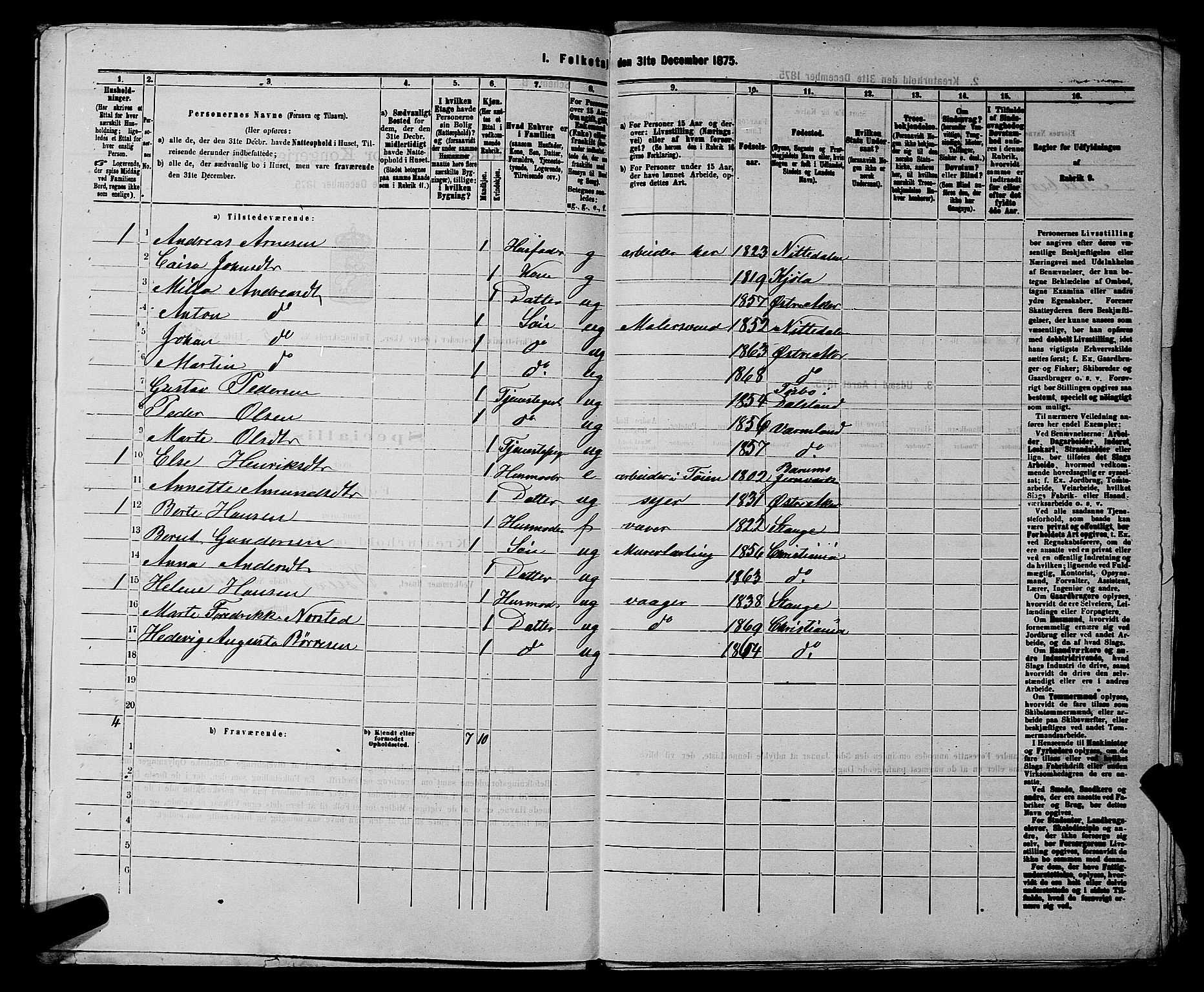 RA, 1875 census for 0218bP Østre Aker, 1875, p. 1540