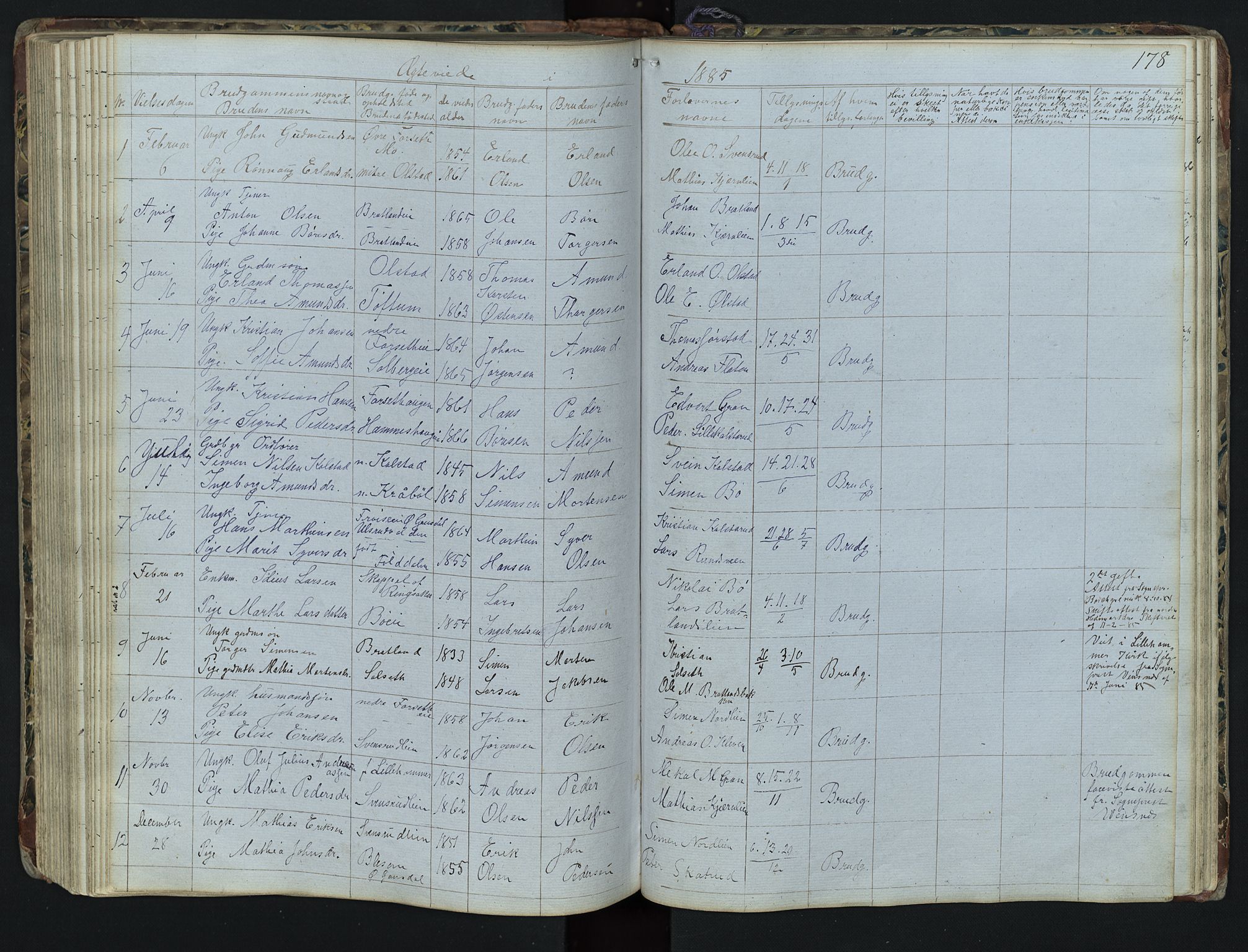 Vestre Gausdal prestekontor, SAH/PREST-094/H/Ha/Hab/L0001: Parish register (copy) no. 1, 1867-1895, p. 178