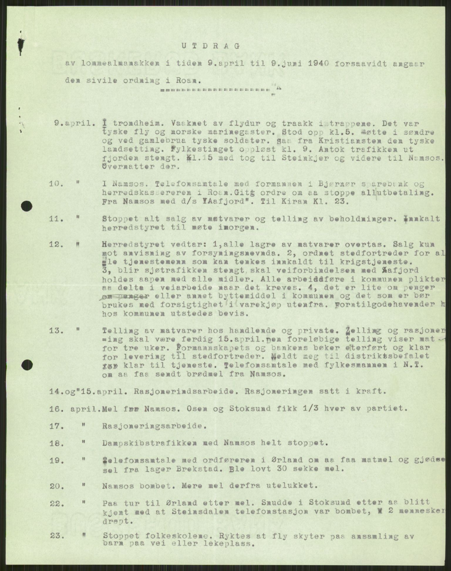 Forsvaret, Forsvarets krigshistoriske avdeling, RA/RAFA-2017/Y/Ya/L0016: II-C-11-31 - Fylkesmenn.  Rapporter om krigsbegivenhetene 1940., 1940, p. 12